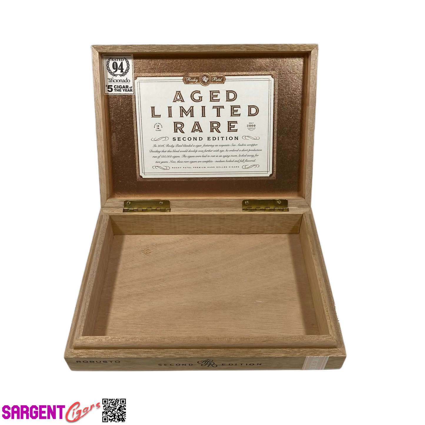 Rocky Patel Aged Limited Rare Robusto Empty Wooden Cigar Box 9.25x7x1.75