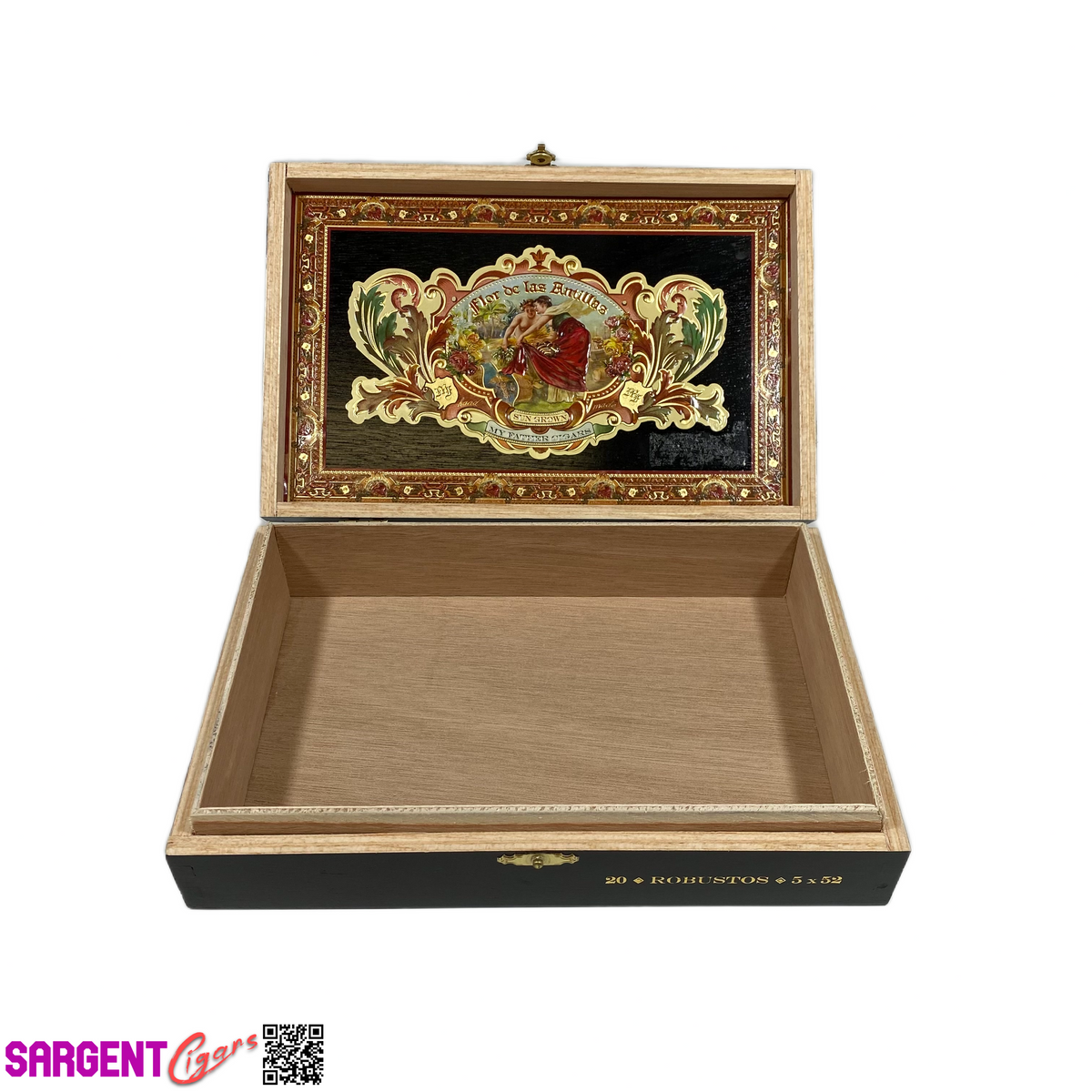 Flor De Las Antillas San Andres Robusto Empty Wooden Cigar Box 9x6x2
