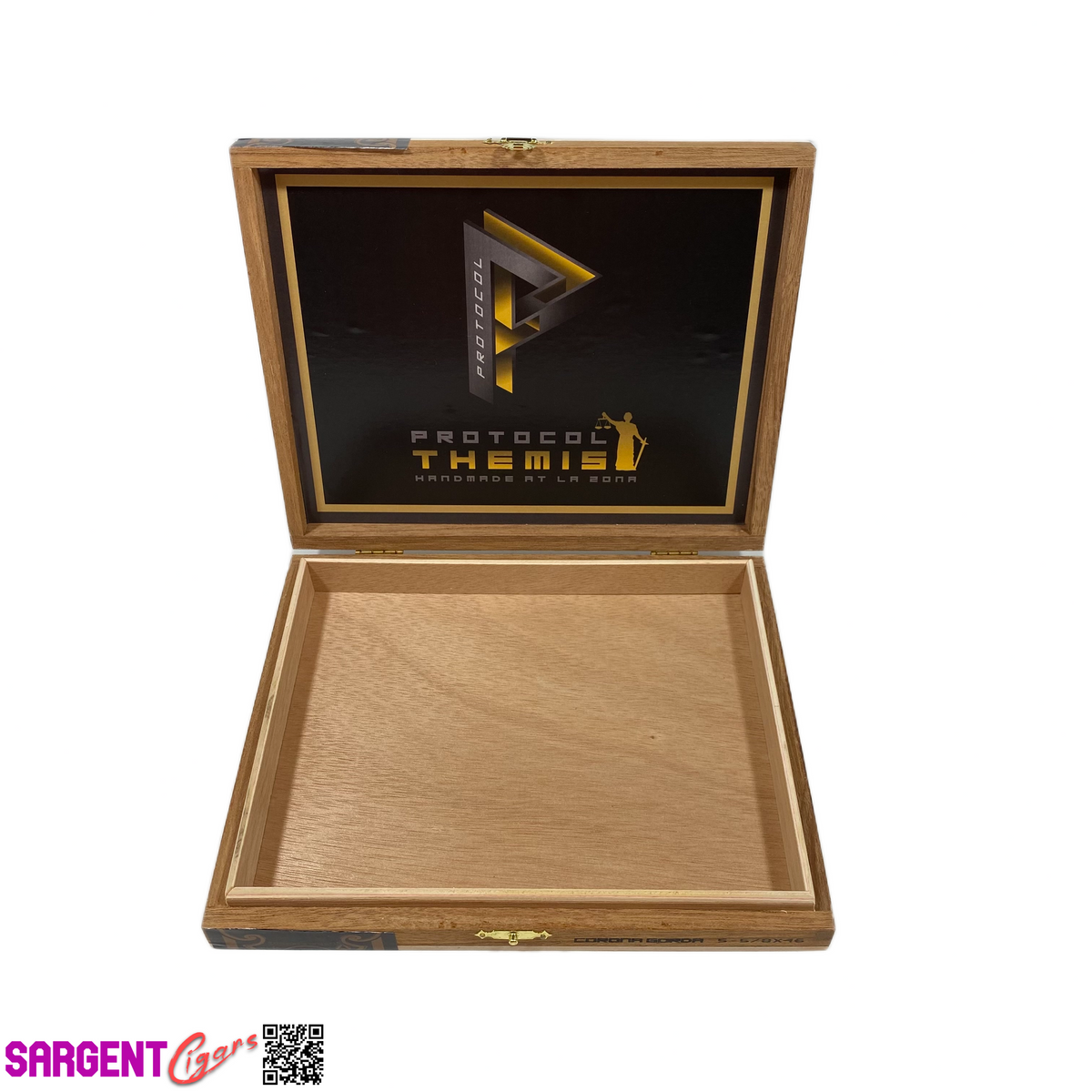 Protocol Themis Corona Gorda Empty Wooden Cigar Box 8x6.5x1 (1)