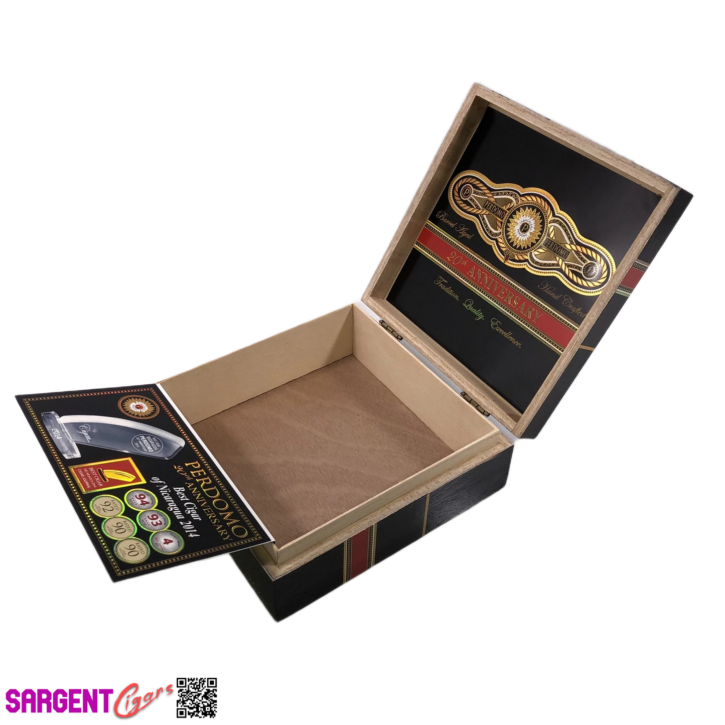 Perdomo 20th Anniversary Maduro Churchill Empty Wooden Cigar Box 8x8.25x3