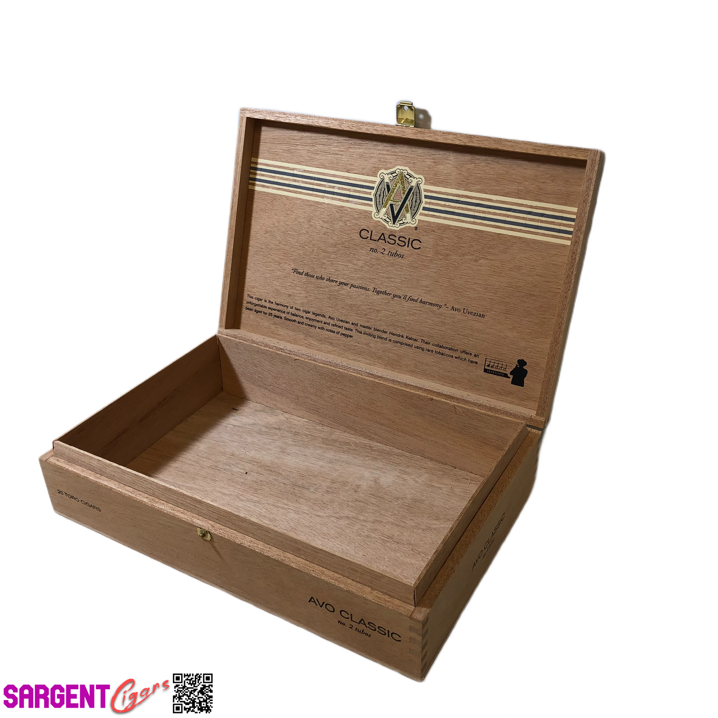Avo Classic No2 Toro Tubo Empty Wooden Cigar Box 11x7.25x2.5