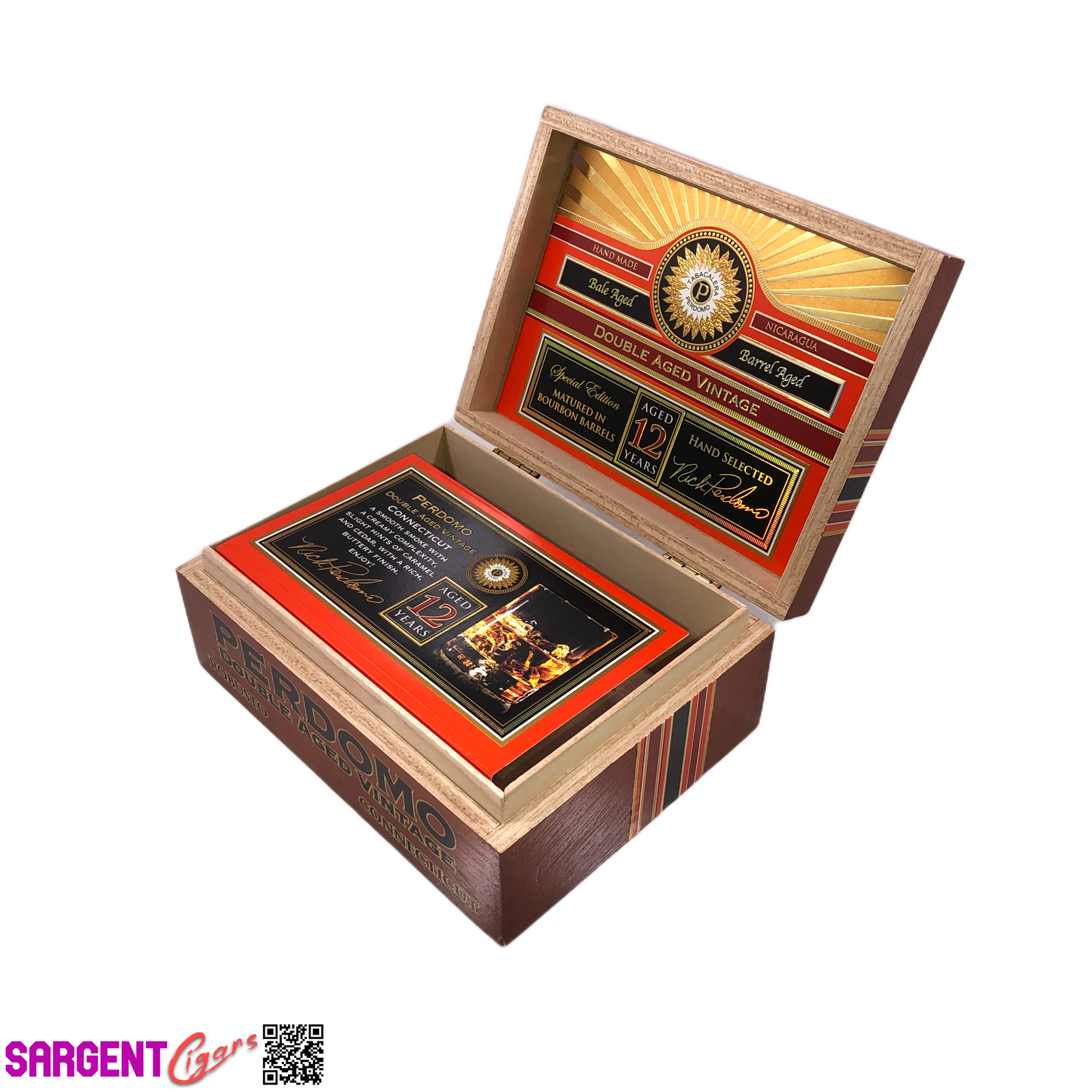 Perdomo Double Aged Vintage Connecticut Robusto Empty Wooden Cigar Box 8x6x3.25