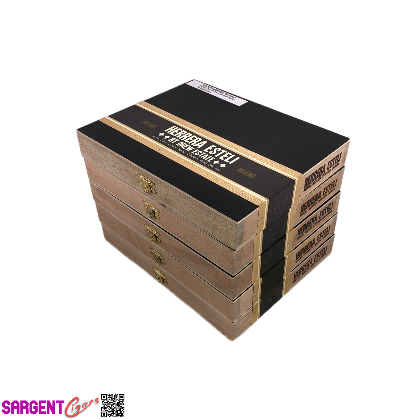 Lot of 5 Herrera Esteli Miami Empty Wooden Cigar Boxes 8.75x7x1.25 #47