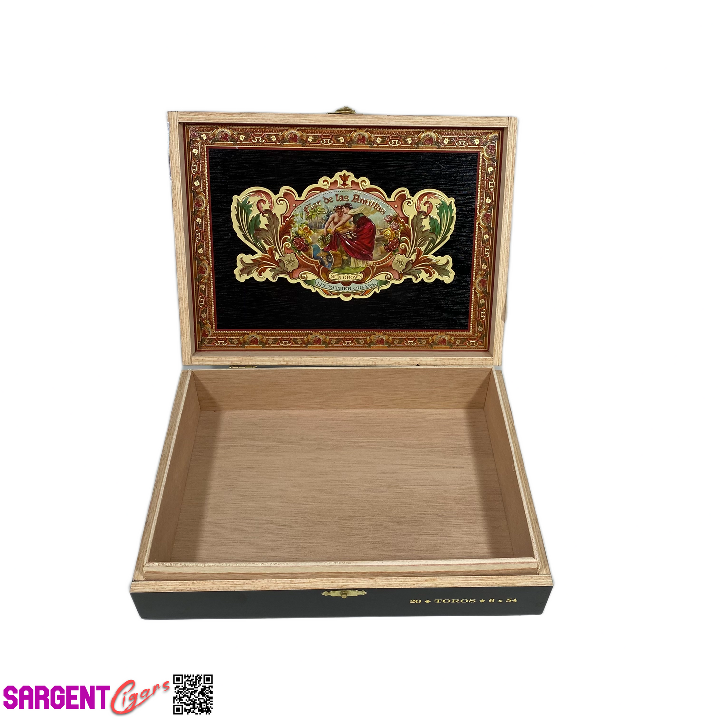 Flor De Las Antillas San Andres Toro Empty Wooden Cigar Box 9.5x7x2