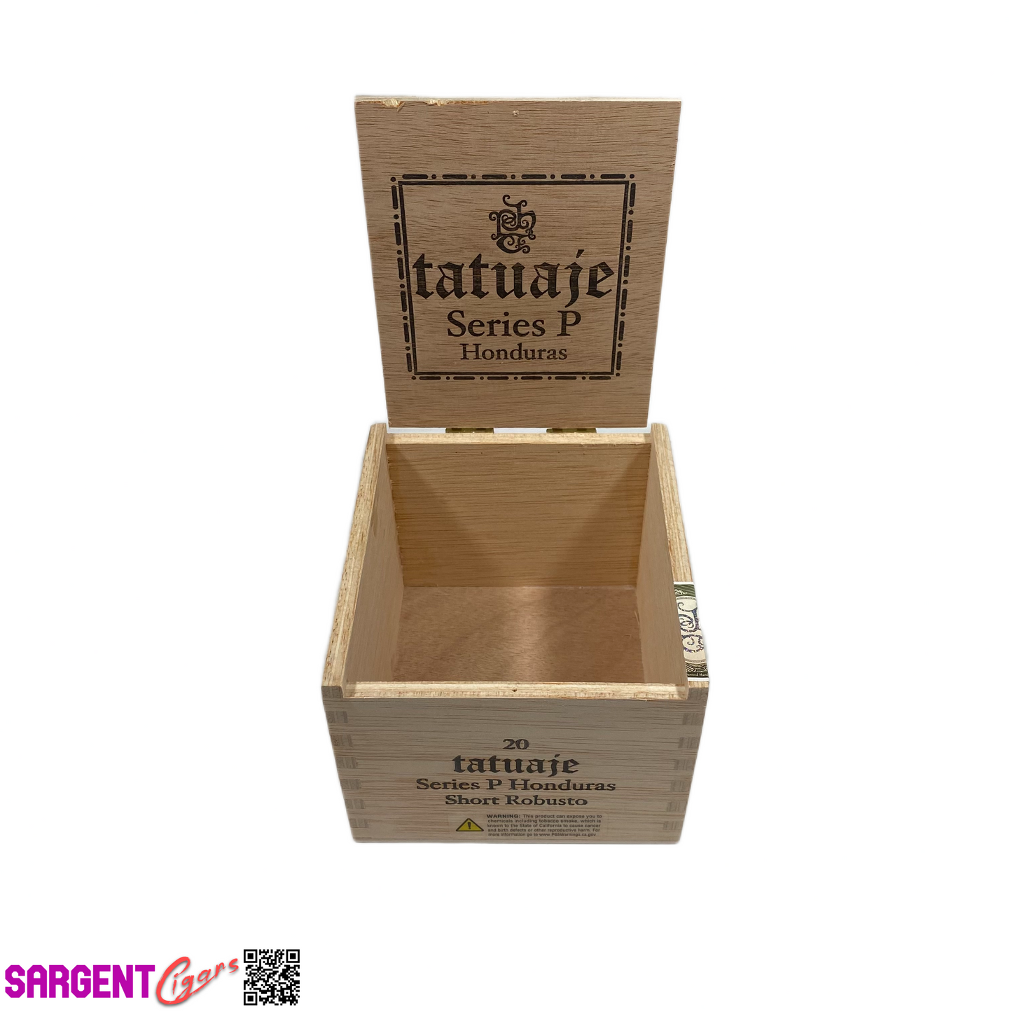 Tatuaje Series P Short Robusto Empty Wooden Cigar Box 4.75x5.25x3.75
