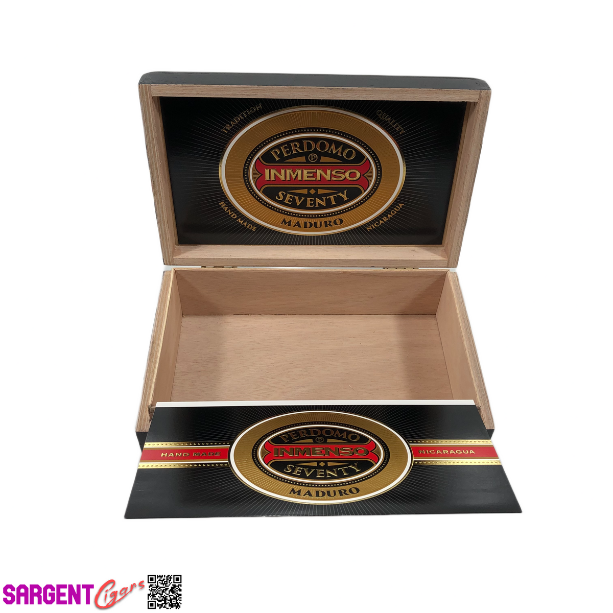 Perdomo Inmenso 5x70 Maduro Empty Wooden Cigar Box 9.75x6x2.75