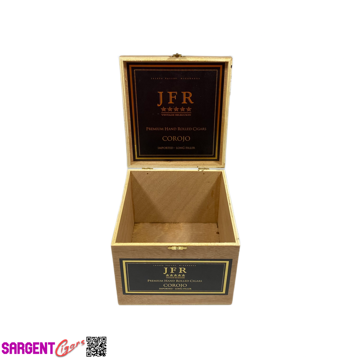 JFR Titan Corojo Robusto Empty Wooden Cigar Box 6.5x7.25x5.5
