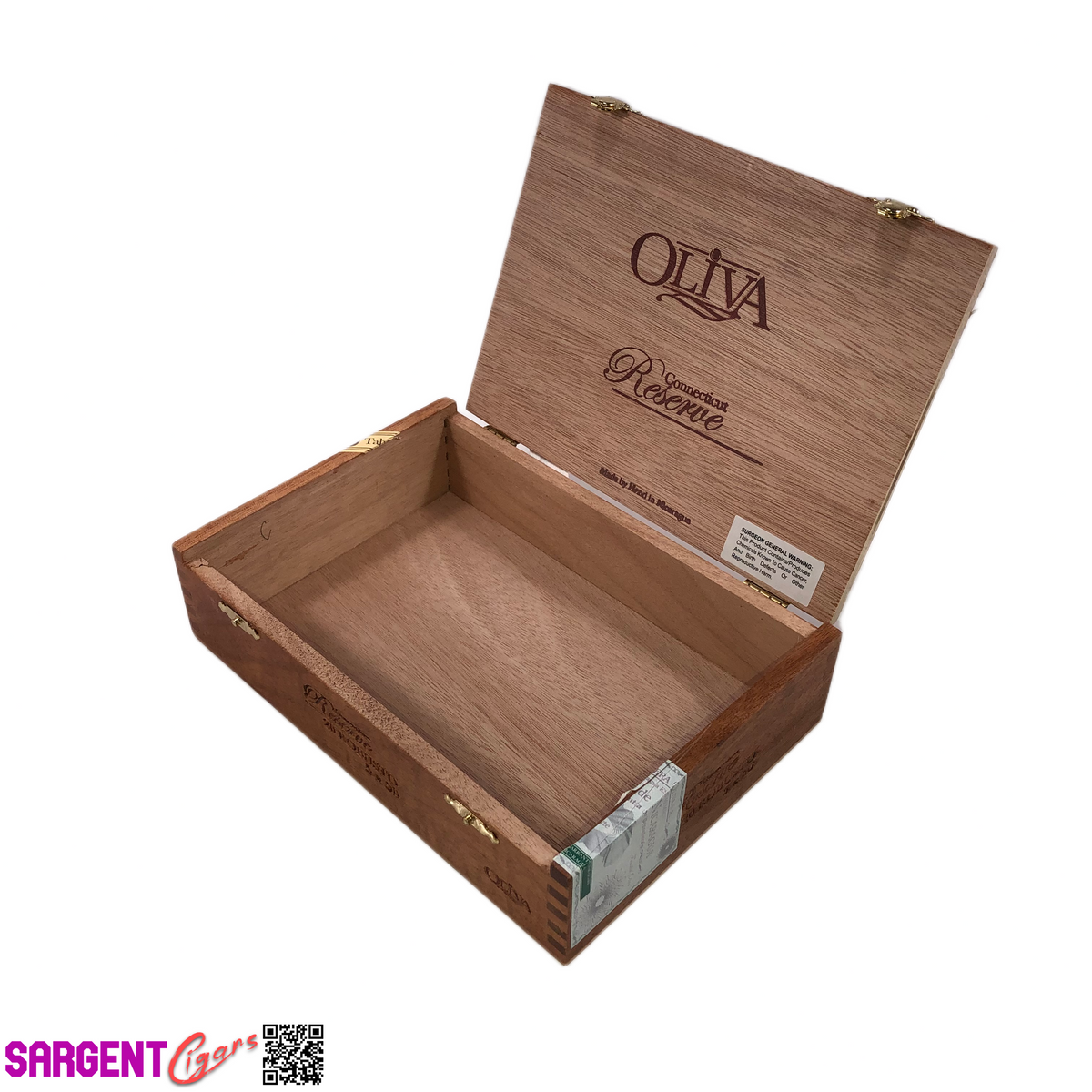 Oliva Reserve Connecticut Robusto Empty Wooden Cigar Box 8.5x6x2