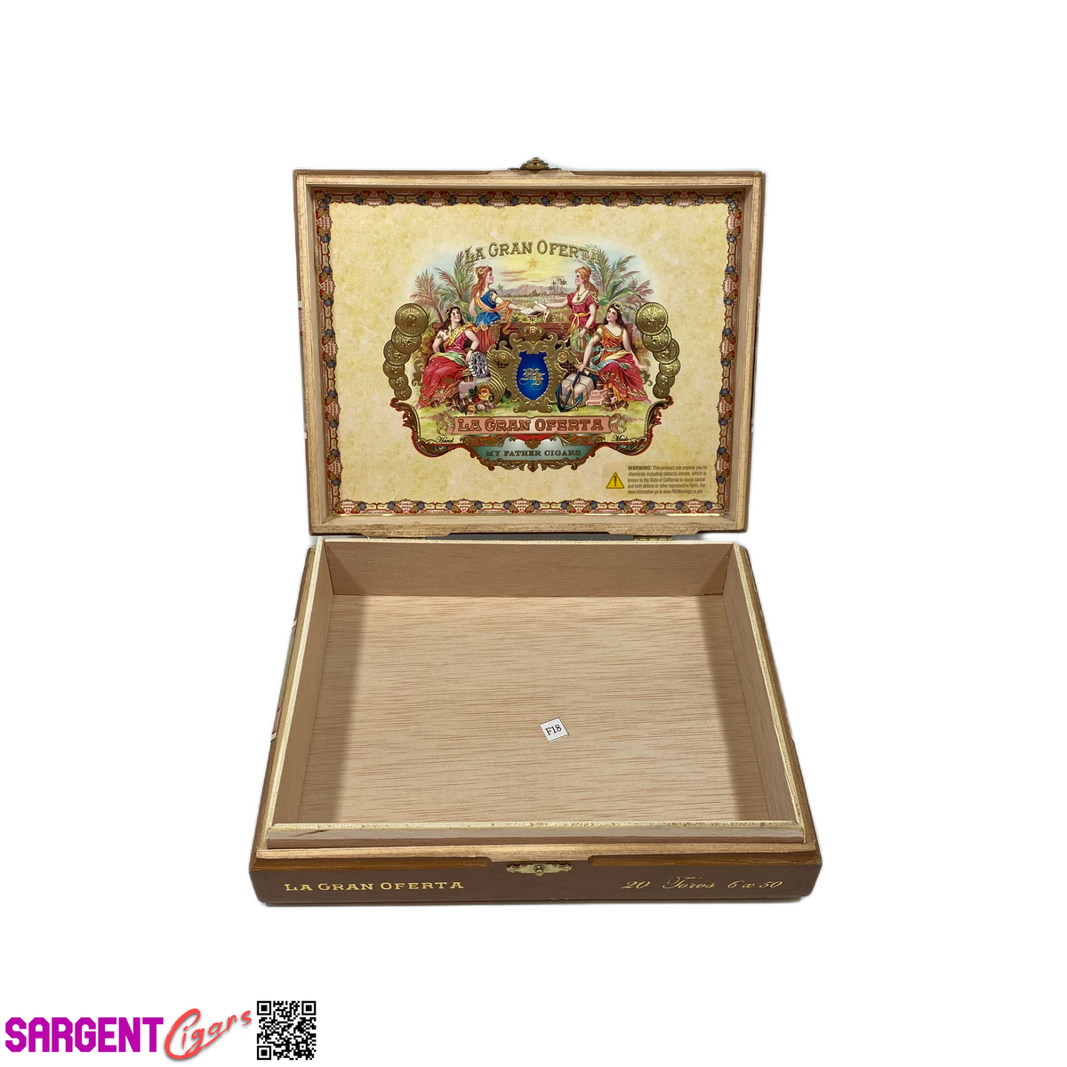 My Father Cigars La Gran Oferta Toro Empty Wooden Cigar Box 8.75x7x2