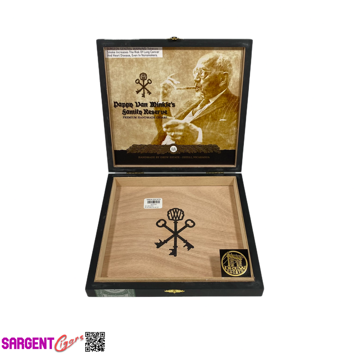 Pappy Van Winkle Churchill Empty Wooden Cigar Box 9x8.25x1