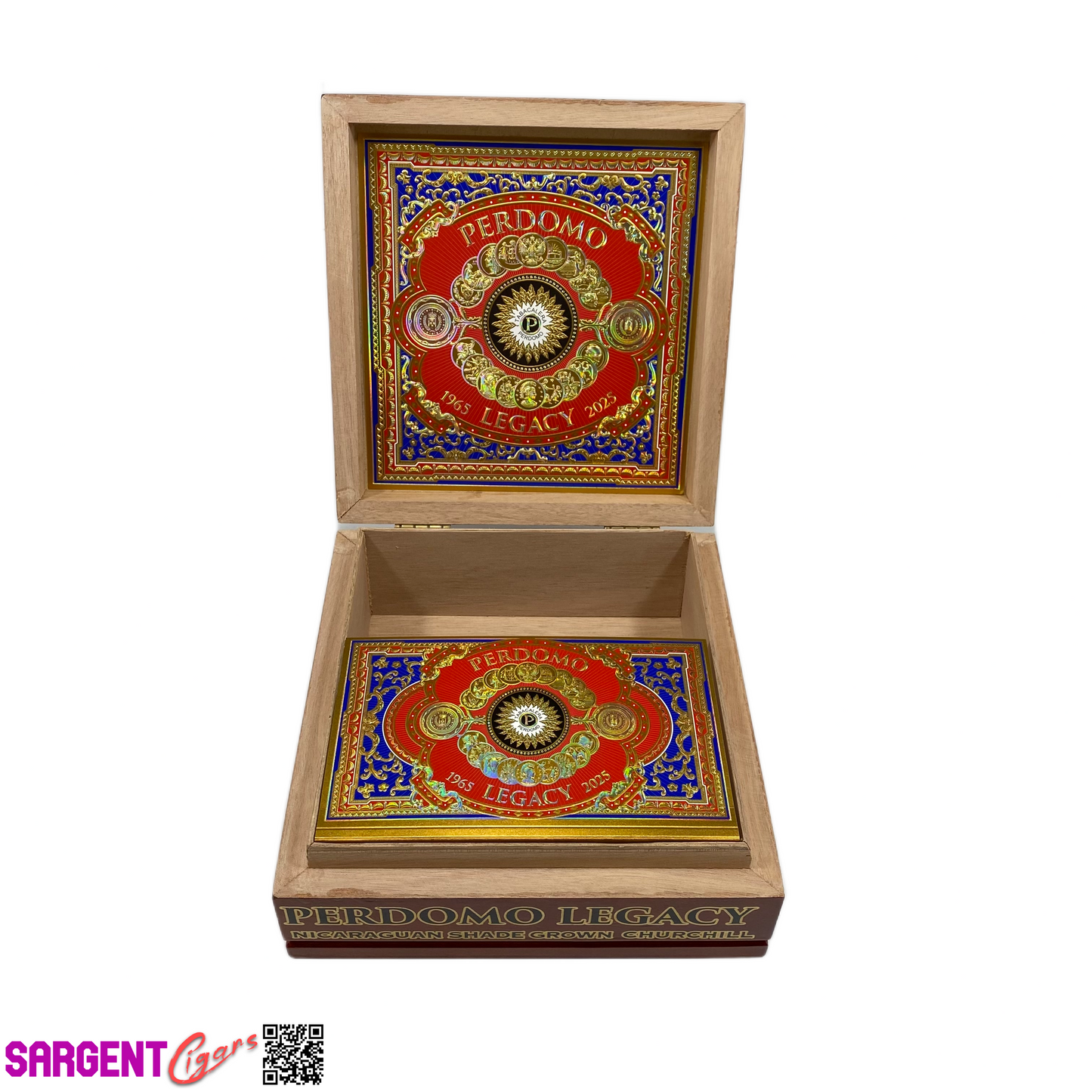 Perdomo Legacy Shade Churchill Empty Wooden Cigar Box 8x8.5x3.25