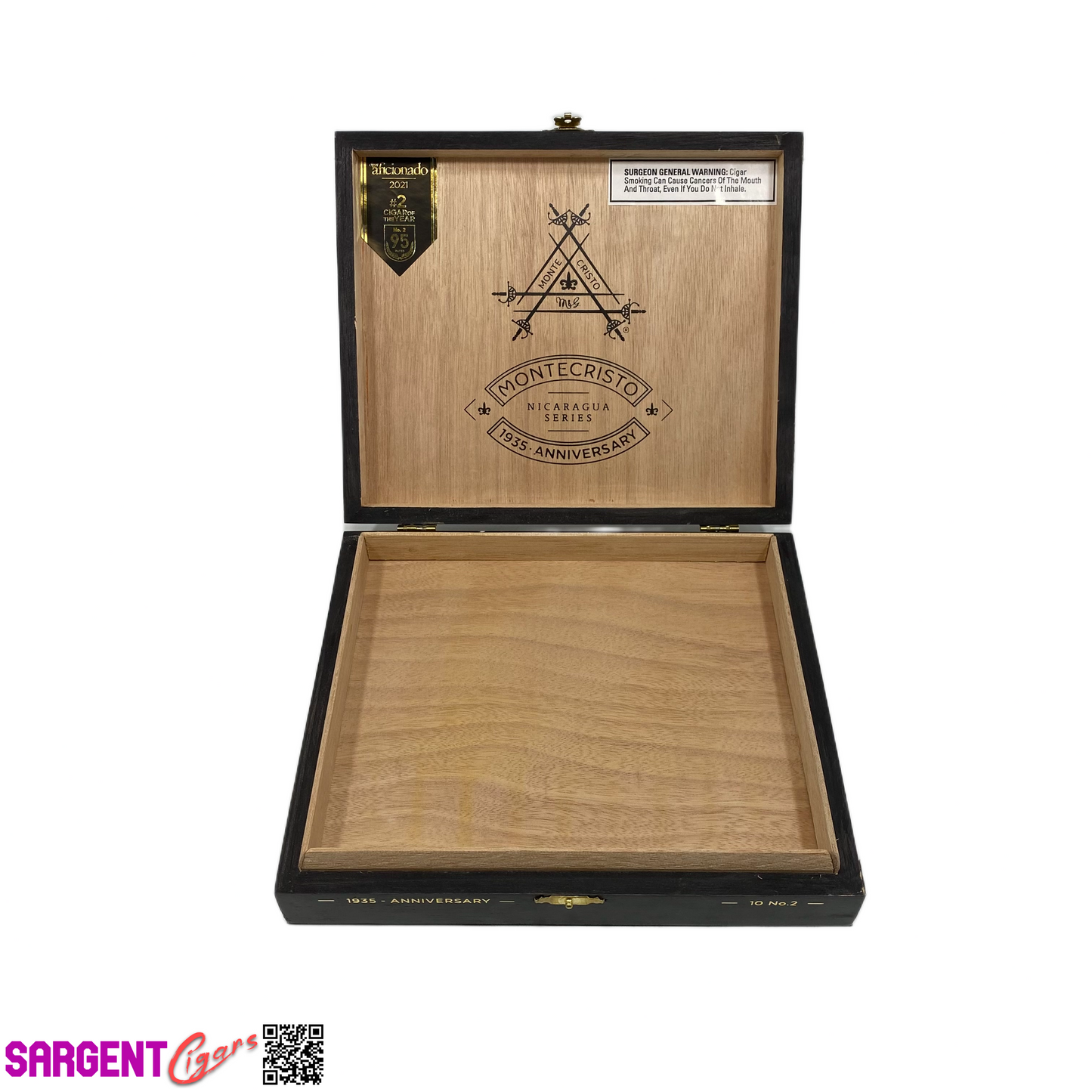 Montecristo Nicaragua 1935 Anniversary No2 Empty Wooden Cigar Box 8.75x7.5x1.75
