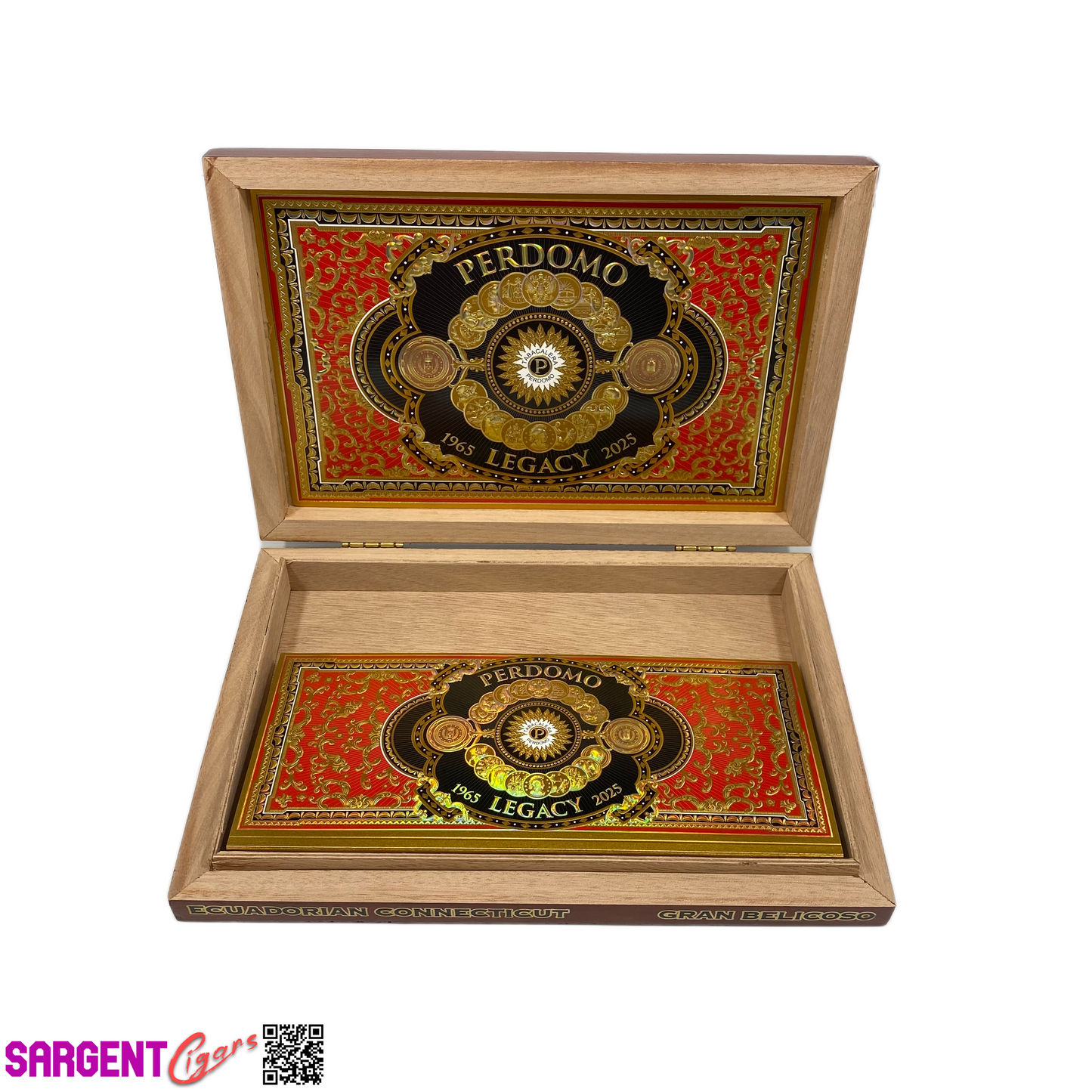 Perdomo Legacy Connecticut Belicoso Empty Wooden Cigar Box 10.75x7.25x1.5