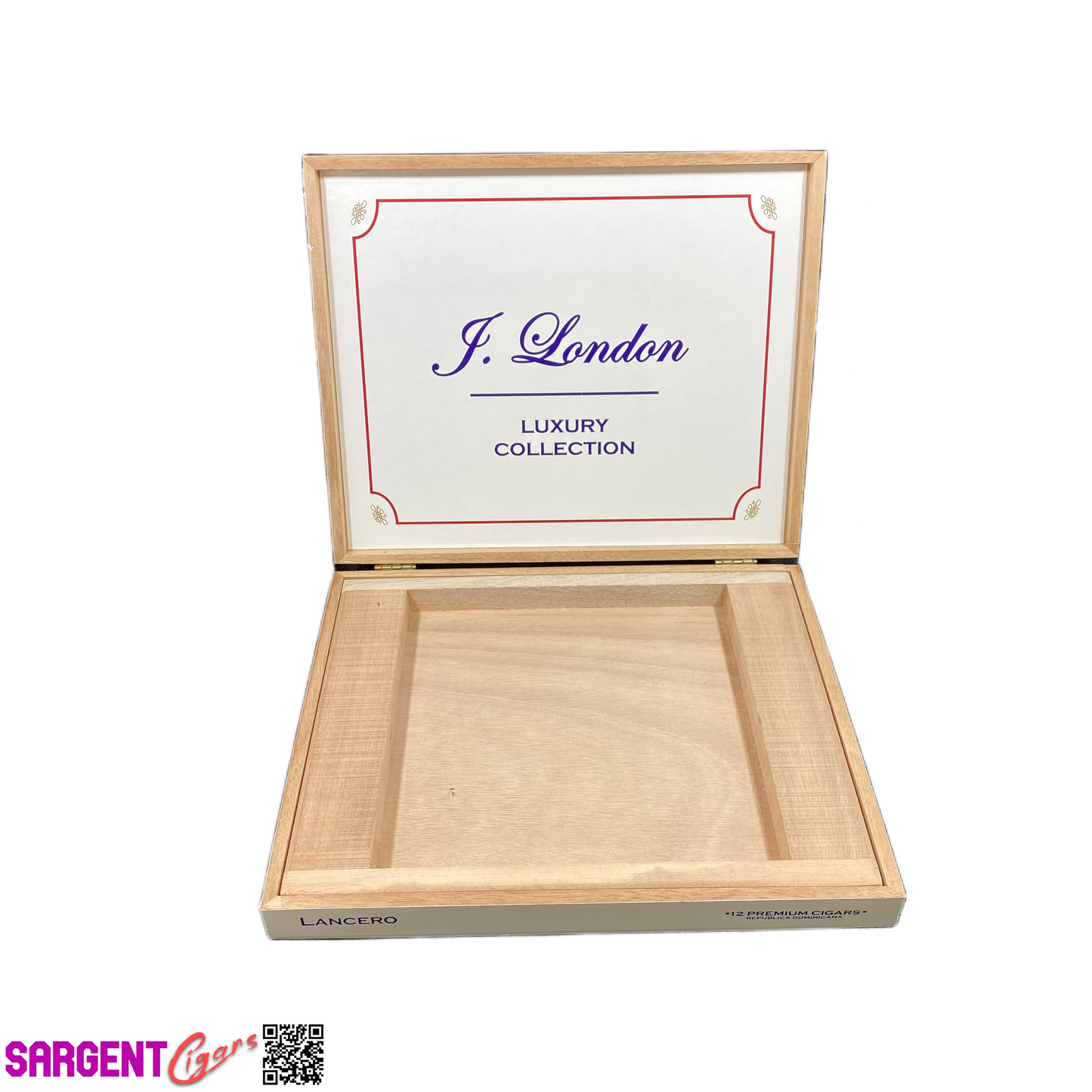 J London Luxury Collection Lancero Empty Wooden Cigar Box 11.25x9.5x1.5