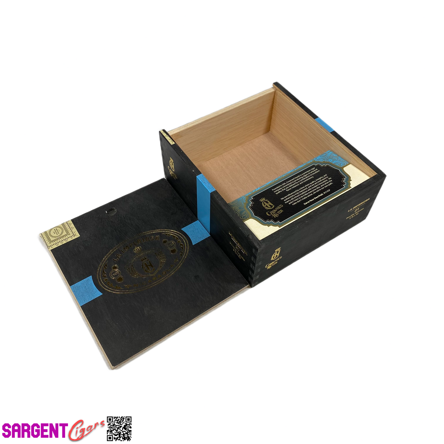 Crowned Heads La Imperiosa Double Robusto Empty Wooden Cigar Box 6.5x7x3