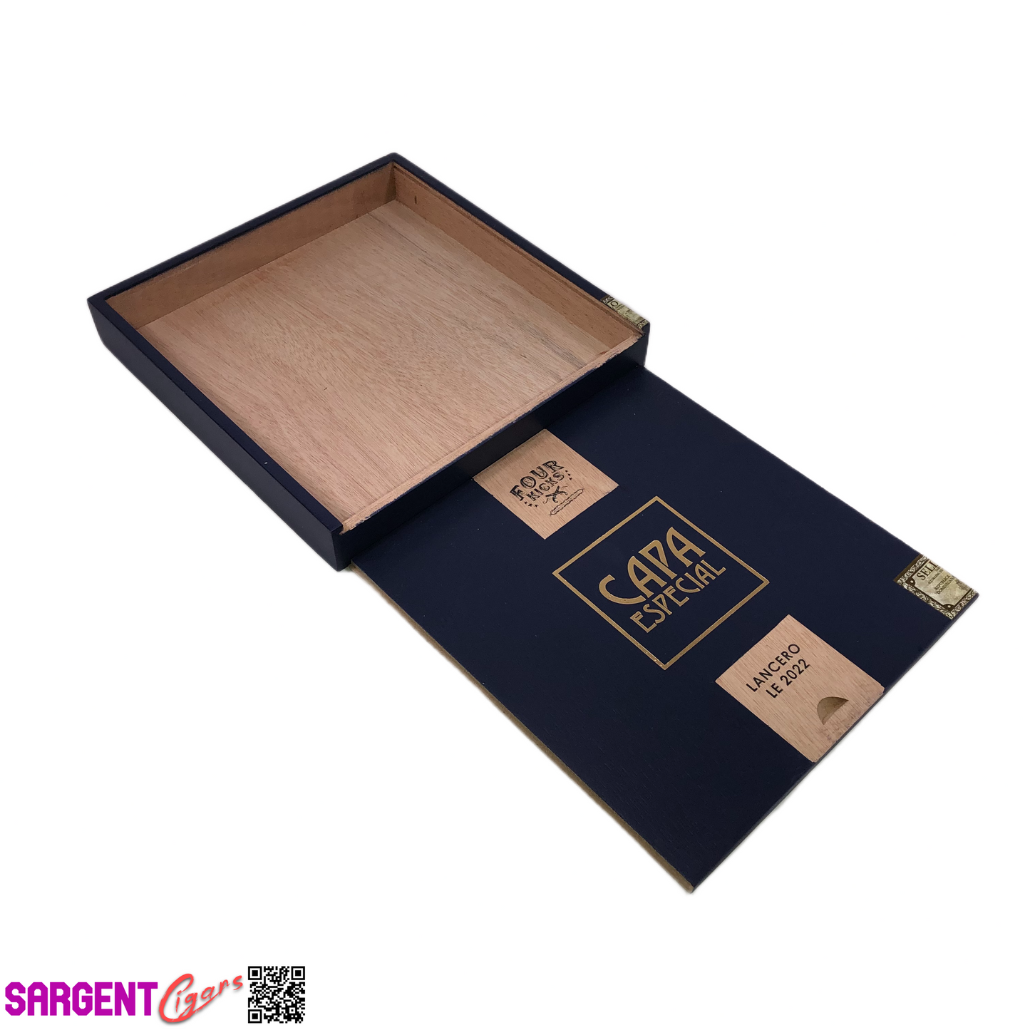 Four Kicks Capa Especial Lancero Empty Wooden Cigar Box 7.75x8.25x1