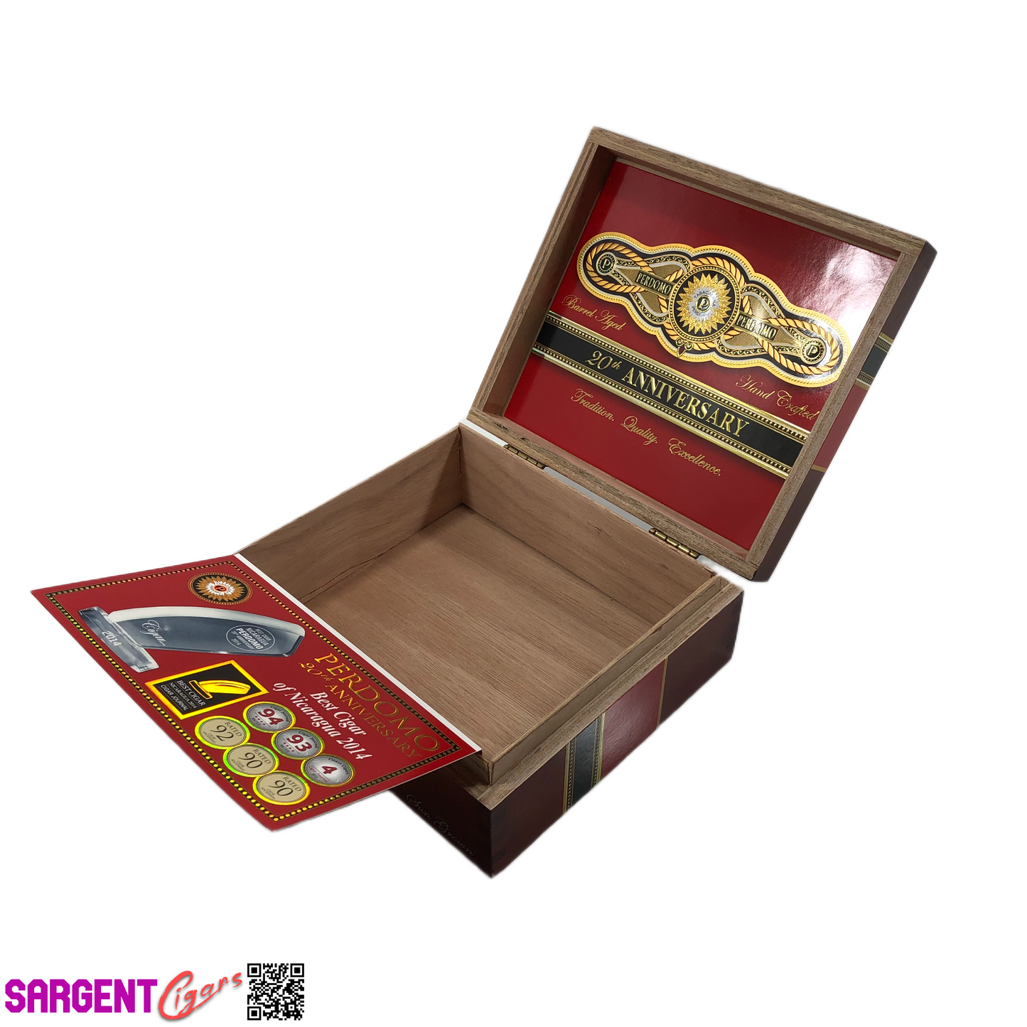 Perdomo 20th Anniversary Sun Grown Epicure Empty Wooden Cigar Box 8x7x3