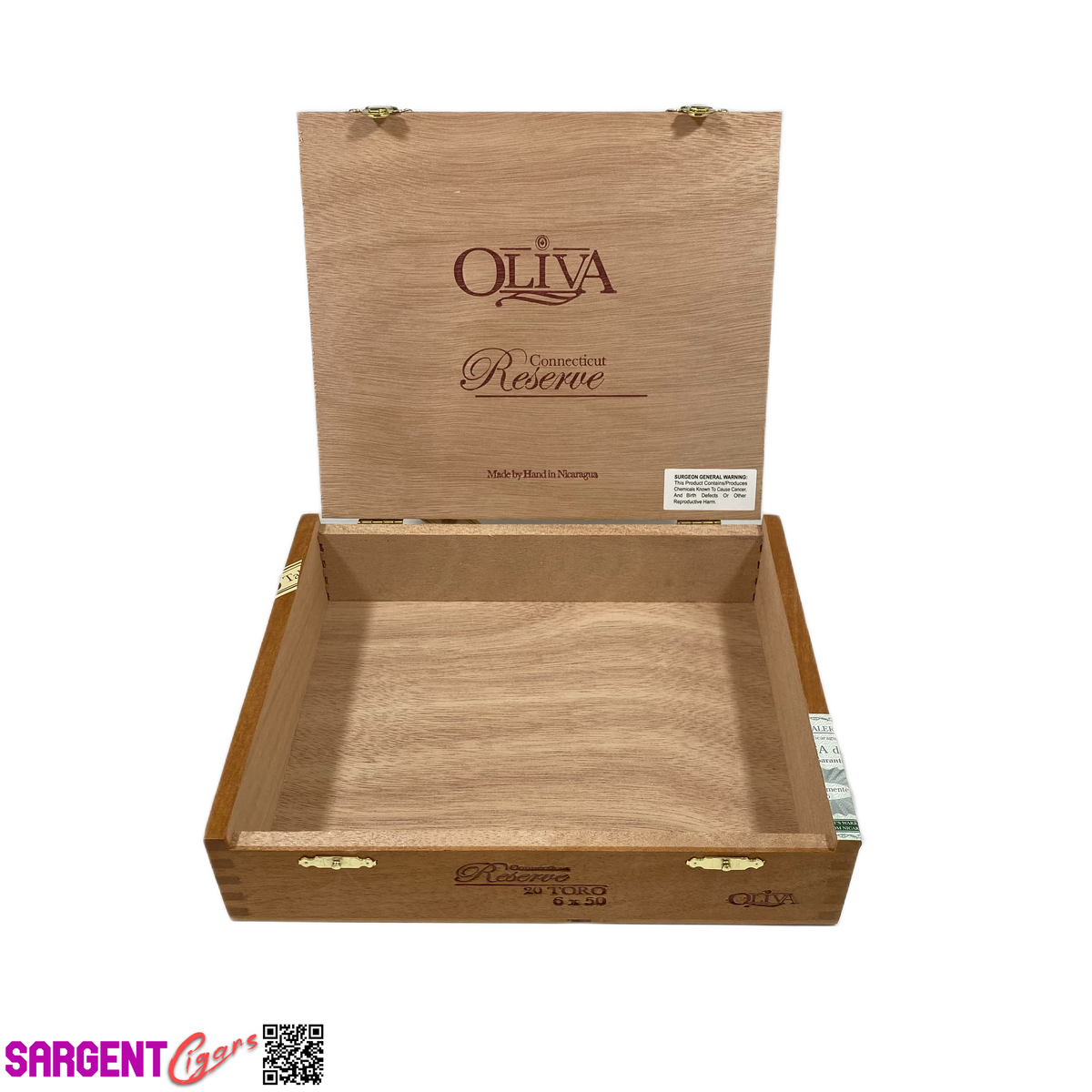 Oliva Reserve Connecticut Toro Empty Wooden Cigar Box 8.5x7x2.5