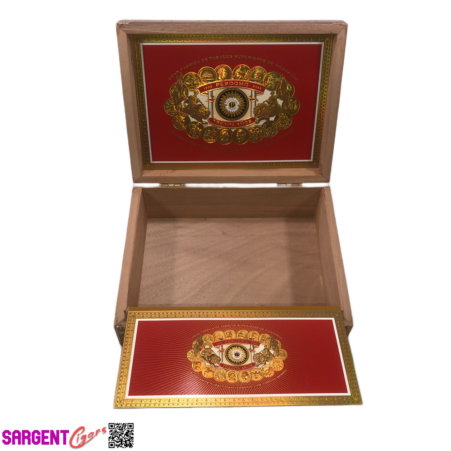 Perdomo 30th Sun Grown Epicure Empty Wooden Cigar Box 9.5x7.25x3