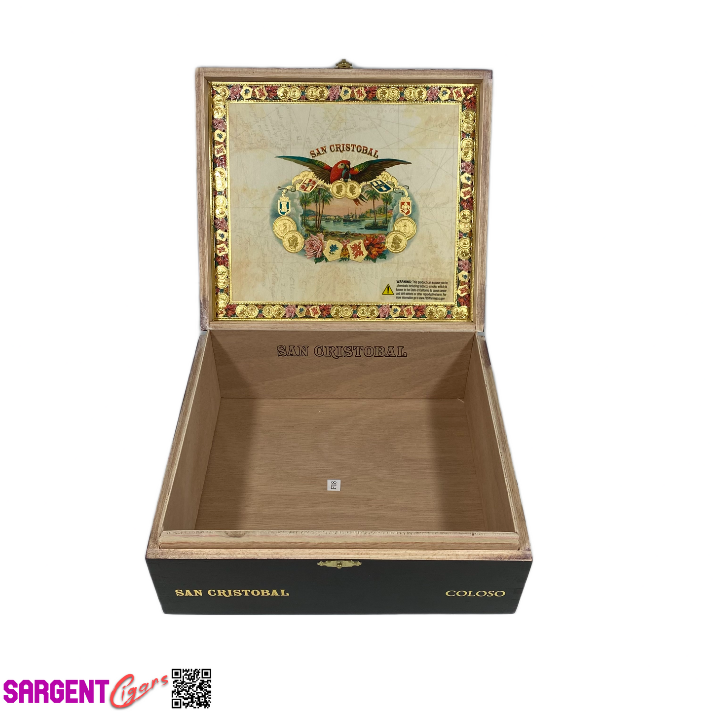 San Cristobal Coloso Empty Wooden Cigar Box 8.5x7.75x3.5