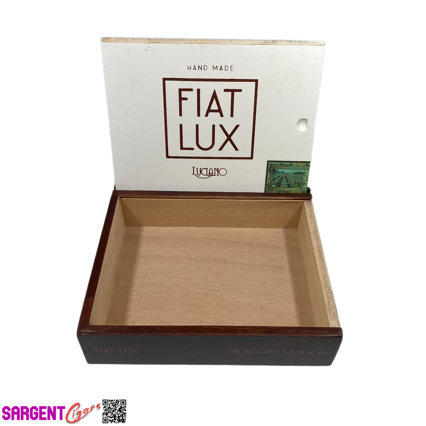 Fiat Lux Insights Empty Wooden Cigar Box 8x6.75x2