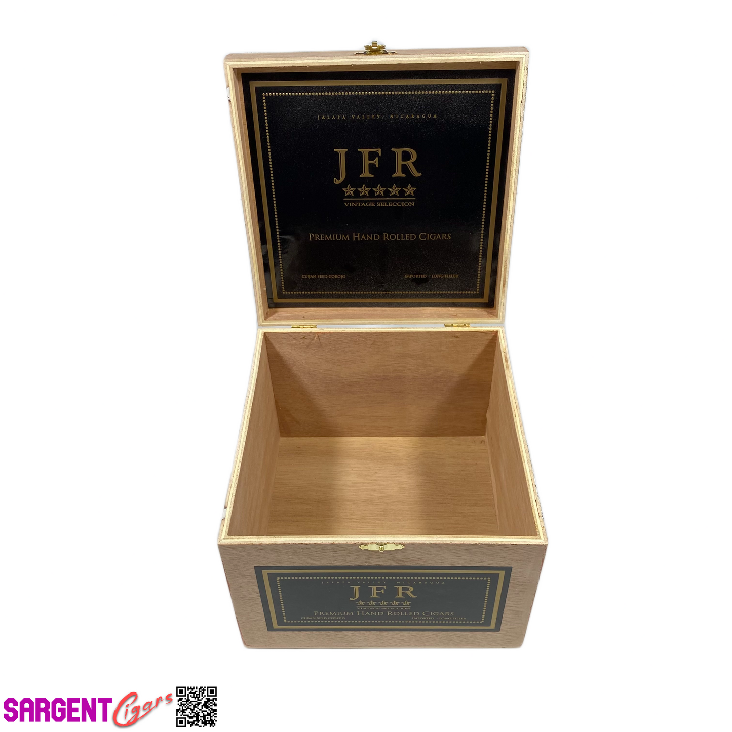 JFR Corojo Super Toro Empty Wooden Cigar Box 7.25x7.5x5.5