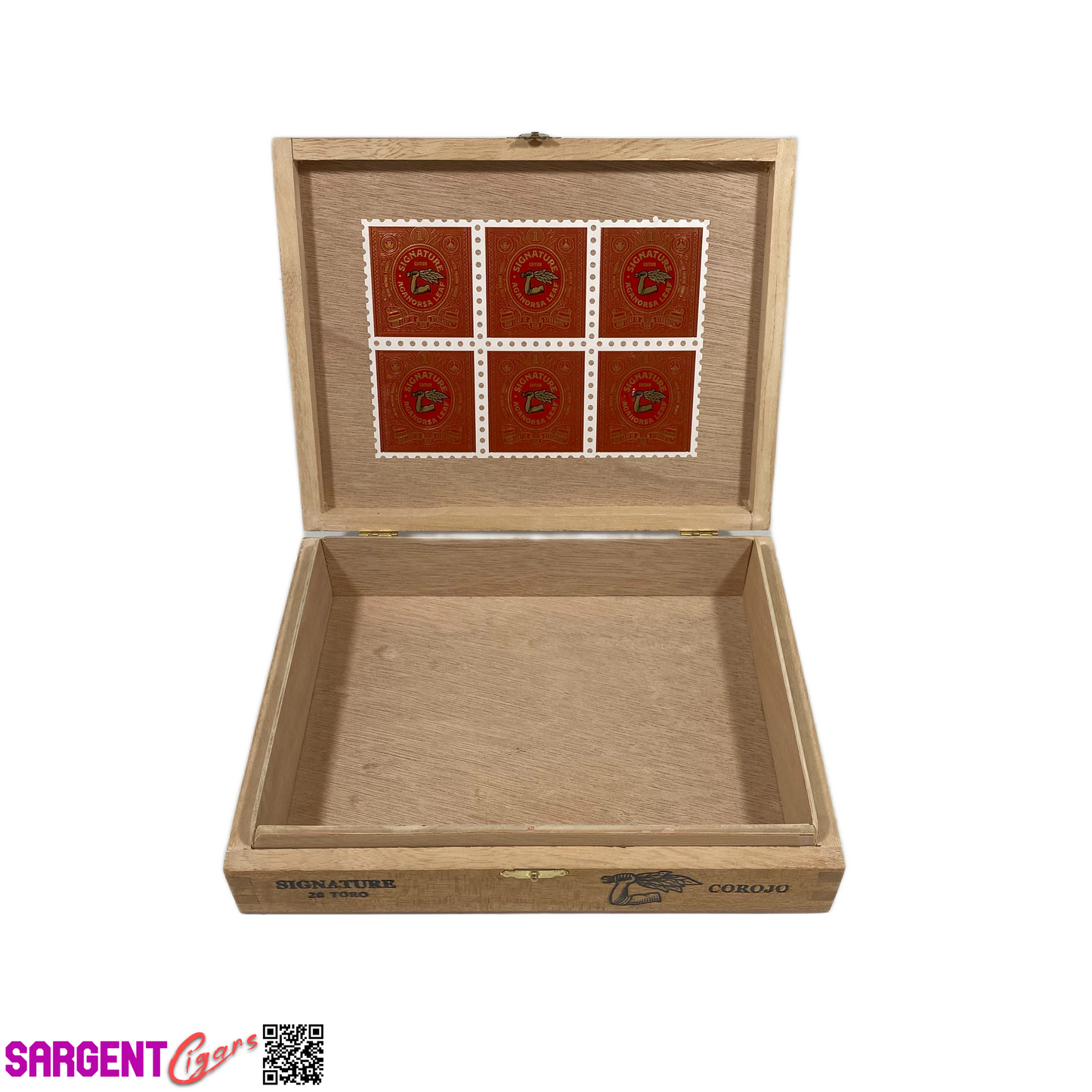 Aganorsa Leaf Signature Corojo Toro Empty Wooden Cigar Box 9x7.25x2