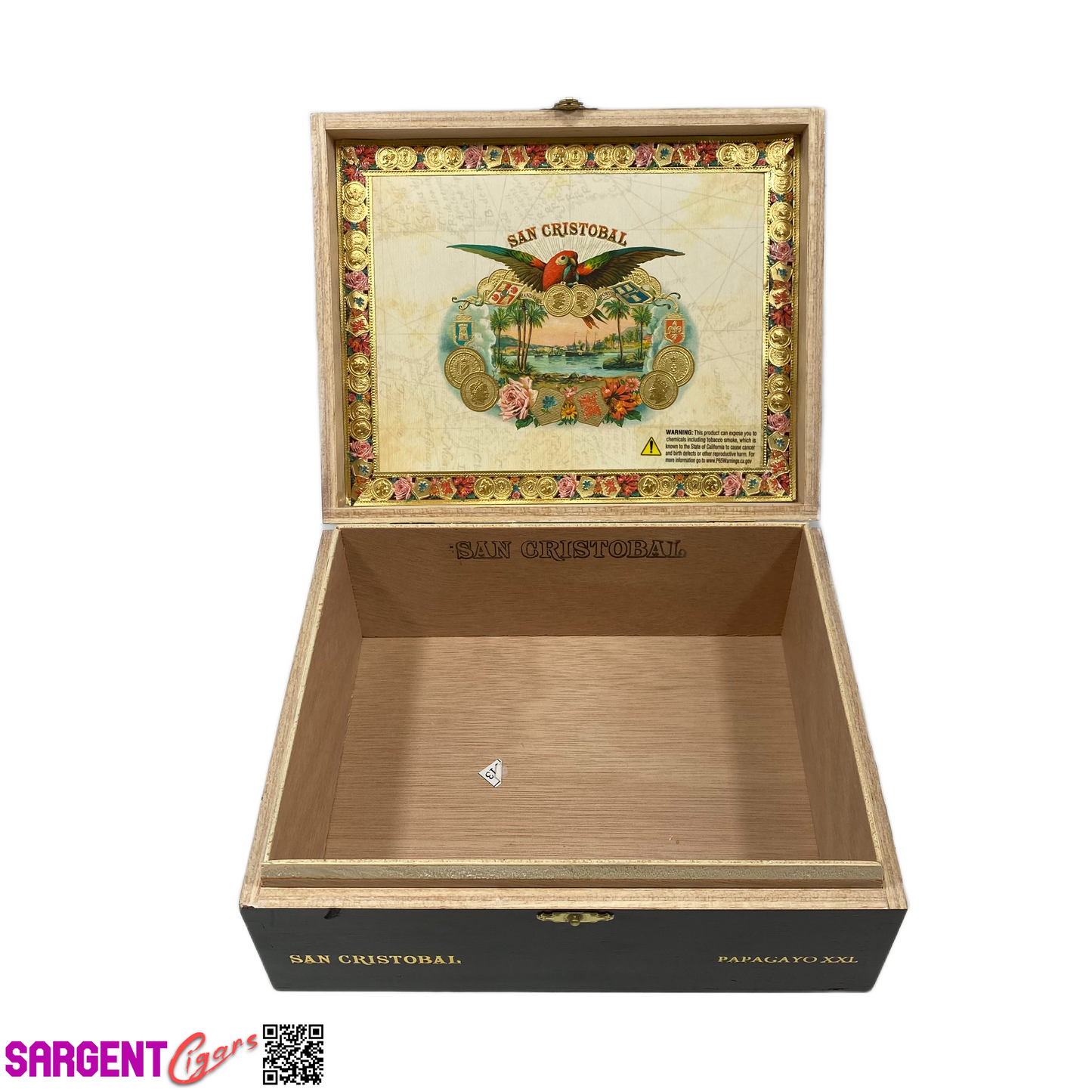 San Cristobal Papagayo Empty Wooden Cigar Box 8.75x7x3.5