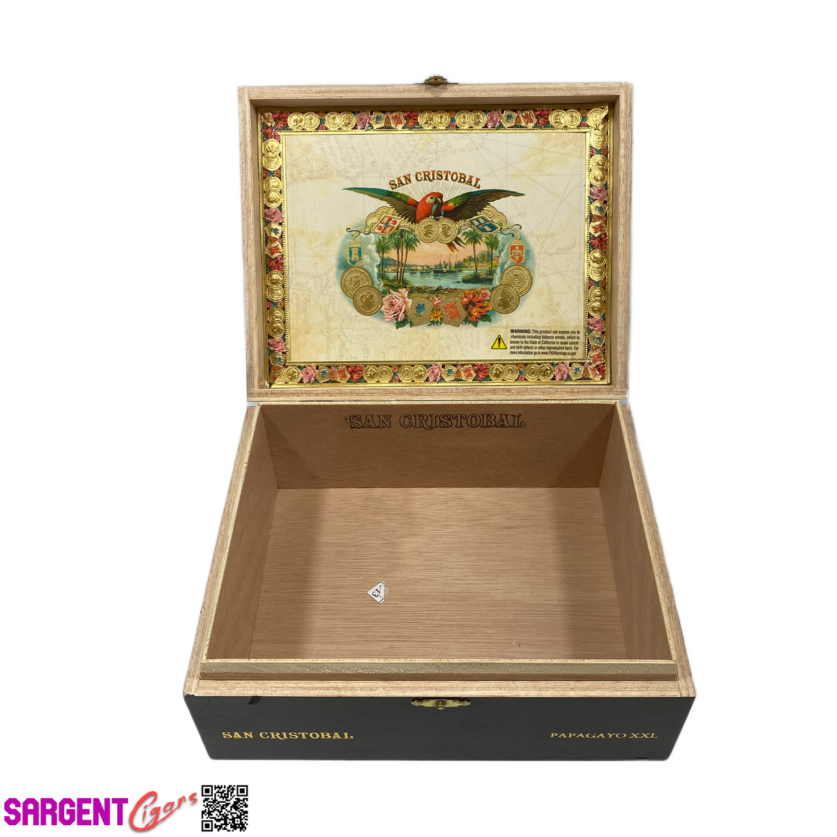 San Cristobal Papagayo Empty Wooden Cigar Box 8.75x7x3.5