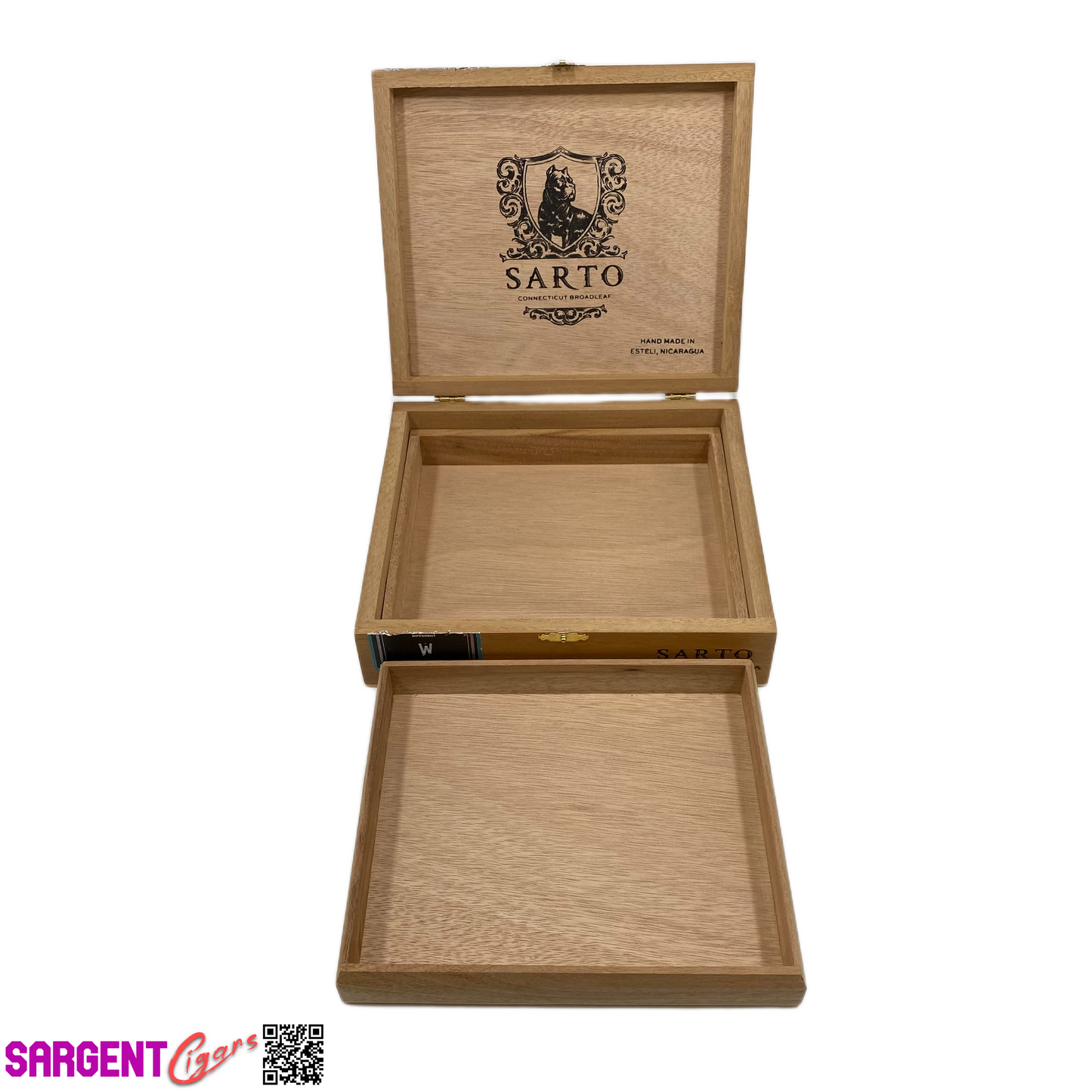 Warped Cigars Sarto Double Corona Empty Wooden Cigar Box 9x6.75x2