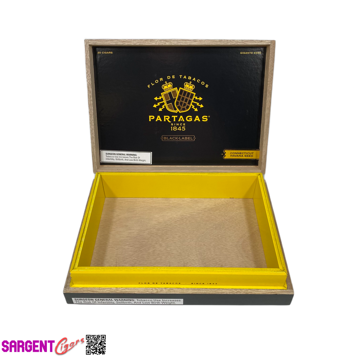 Partagas Black Label Gigante Empty Wooden Cigar Box 10.75x8x2.25
