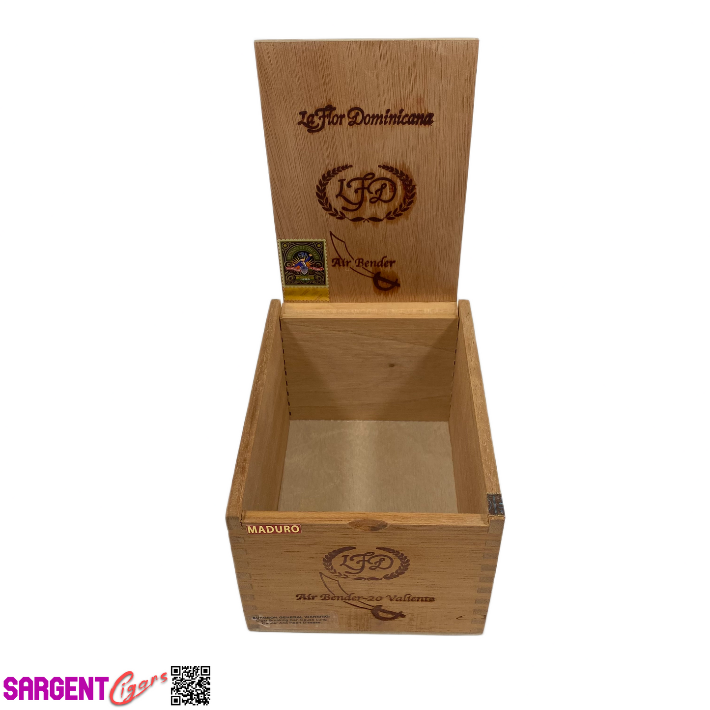 LFD Air Bender Valiente Empty Wooden Cigar Box 5.5x7.25x4.25