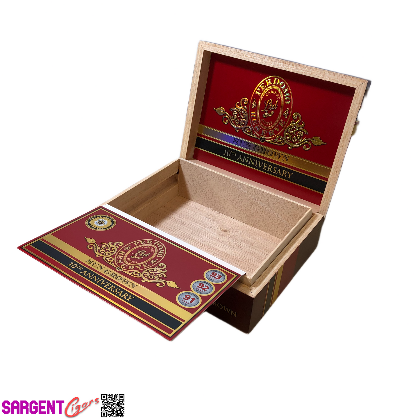 Perdomo 10th Anniversary Sun Grown Robusto Empty Wooden Cigar Box 8x6.25x3