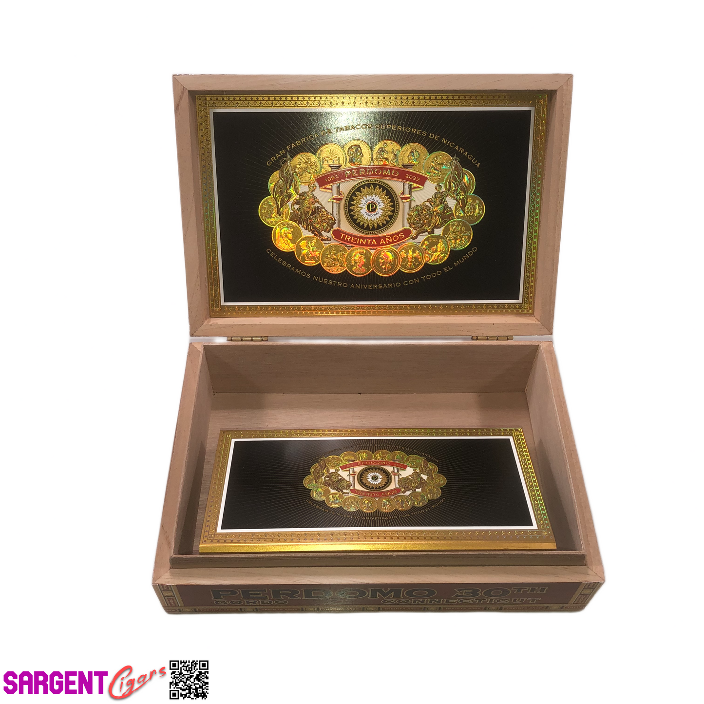 Perdomo 30th Connecticut Gordo Empty Wooden Cigar Box 10.5x7x3