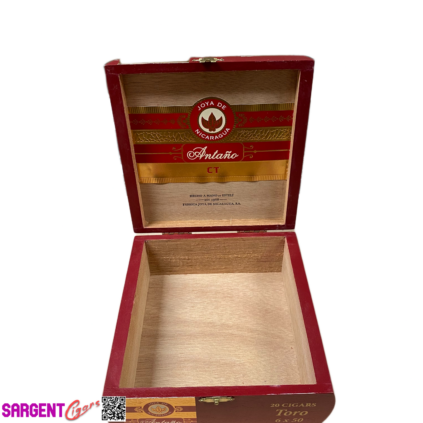 Joya De Nicaragua Antano Connecticut Toro Empty Wooden Cigar Box 7x7x3