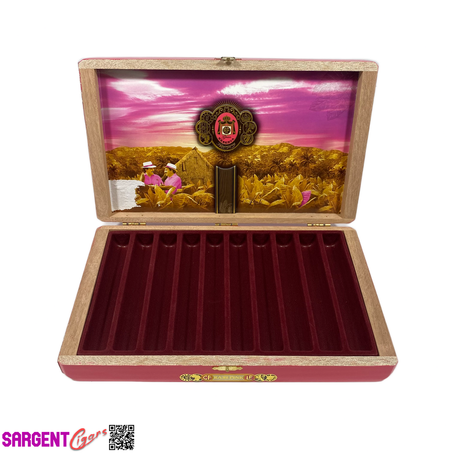 Arturo Fuente Opus X Rare Pink Happy Ending Empty Wooden Cigar Box 11x6.75x1.75 (1)