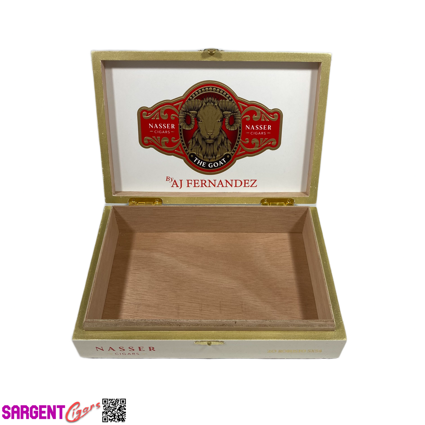 Nasser The Goat Connecticut Robusto Empty Wooden Cigar Box 9.25x6.25x2