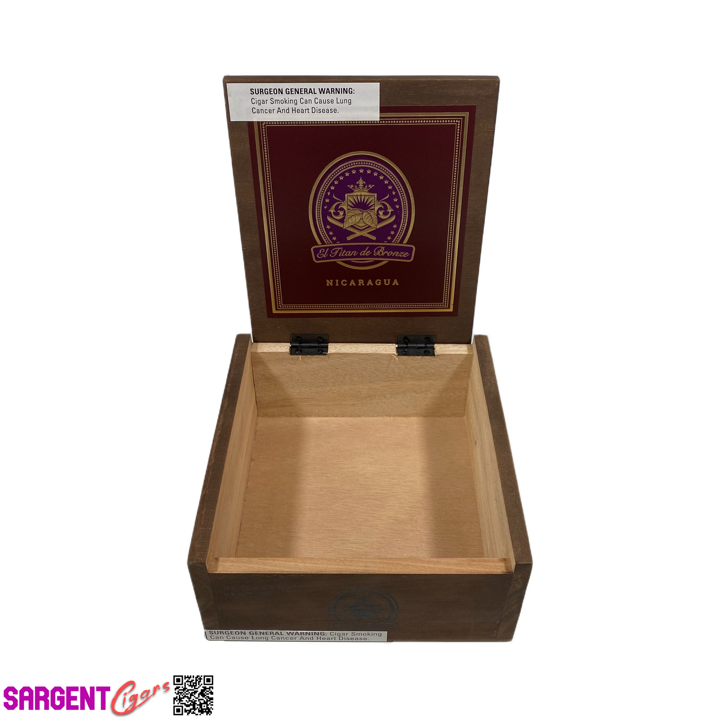 El Titan De Bronze Nicaragua Toro Empty Wooden Cigar Box 6.5x7x3