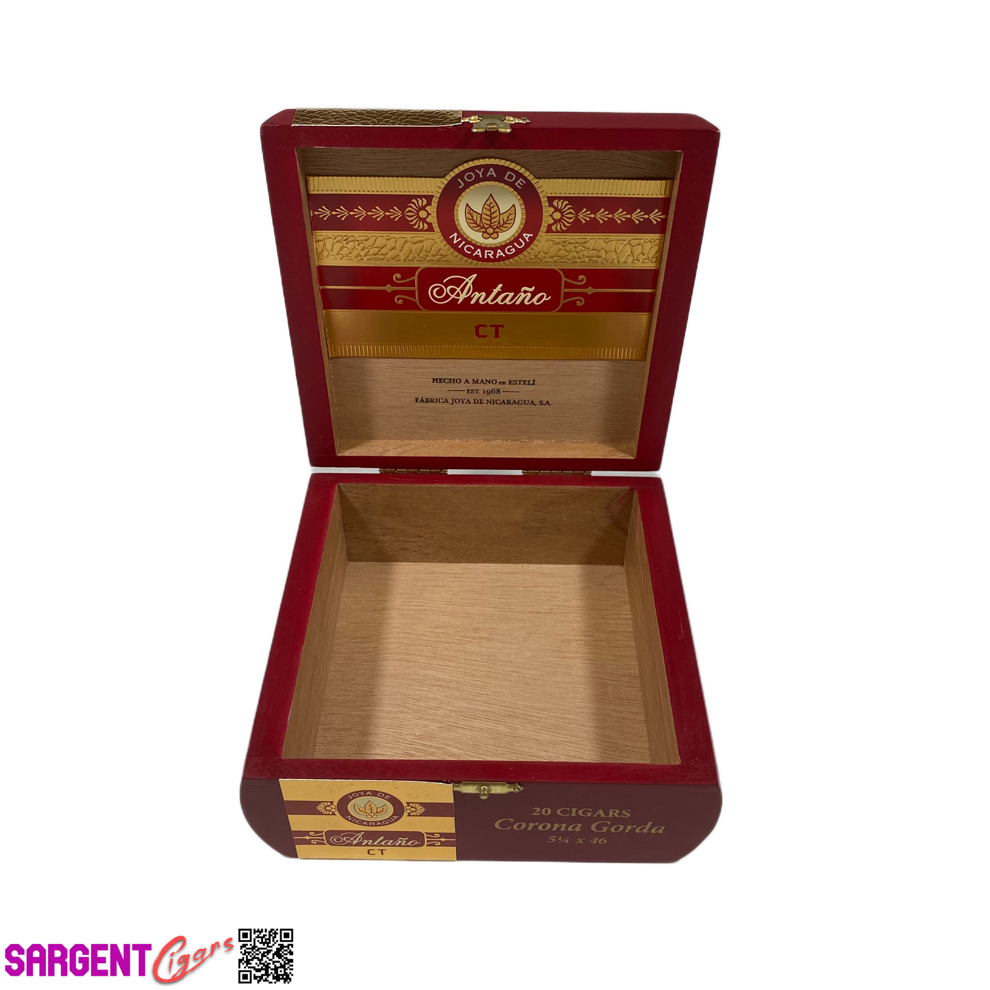 Joya De Nicaragua Antano Connecticut Corona Gorda Empty Wooden Cigar Box 6.25x6x2.5