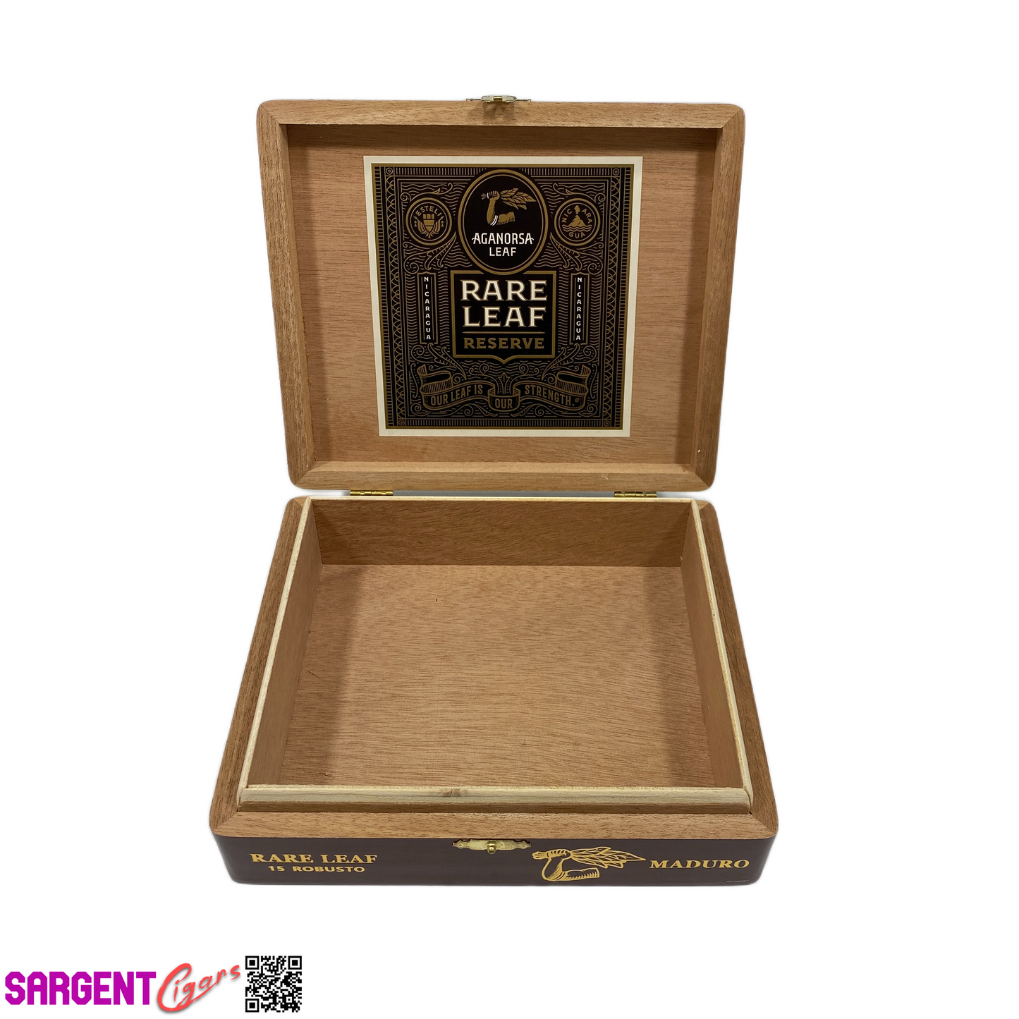 Aganorsa Leaf Rare Leaf Maduro Robusto Empty Wooden Cigar Box 7.5x6.5x2