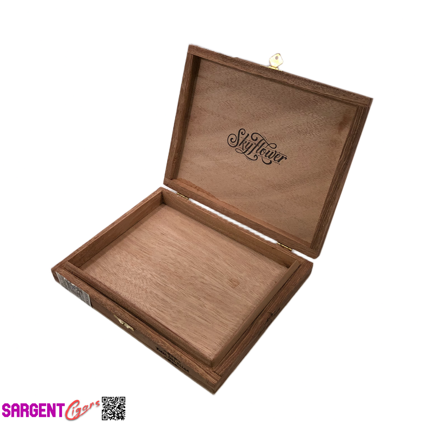 Warped Cigars Skyflower Empty Wooden Cigar Box 8.5x7x1.25