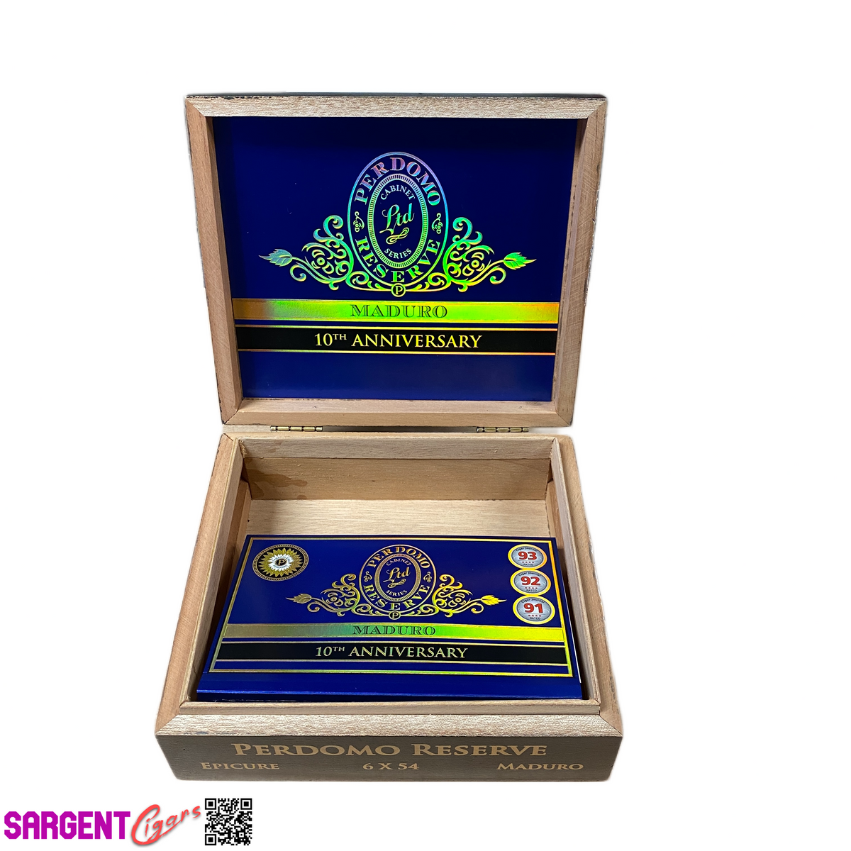 Perdomo 10th Anniversary Maduro Epicure Empty Wooden Cigar Box 8x7.5x3