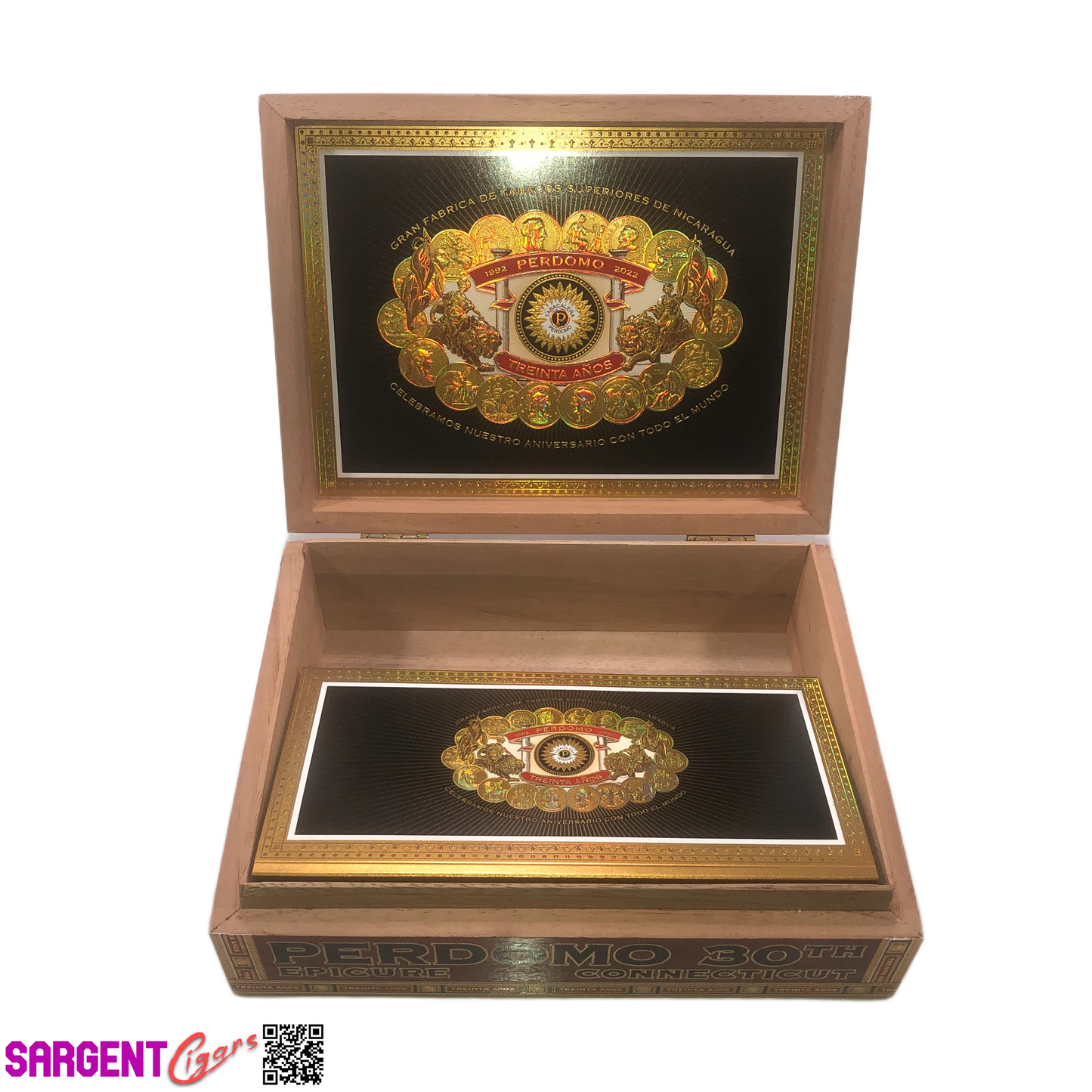 Perdomo 30th Connecticut Epicure Empty Wooden Cigar Box 9.5x7.25x3