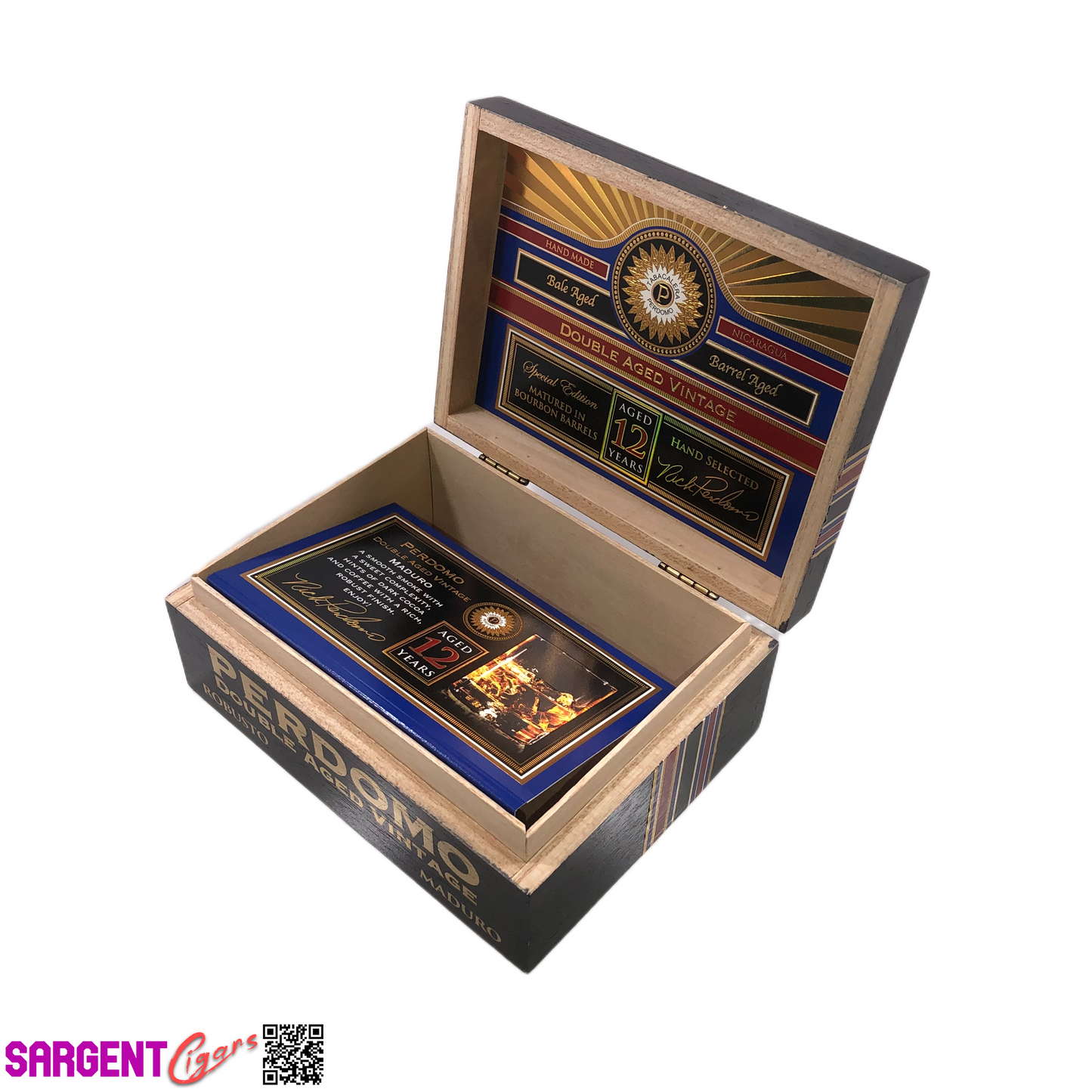 Perdomo Double Aged Vintage Maduro Robusto Empty Wooden Cigar Box 8x6.25x3.25