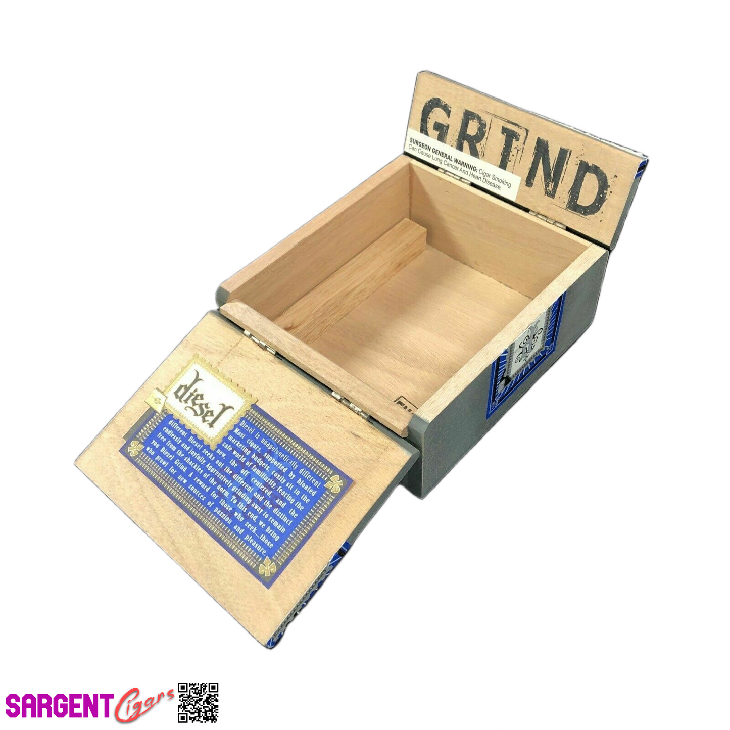 Diesel Grind Robusto Empty Wooden Cigar Box 6x6x3