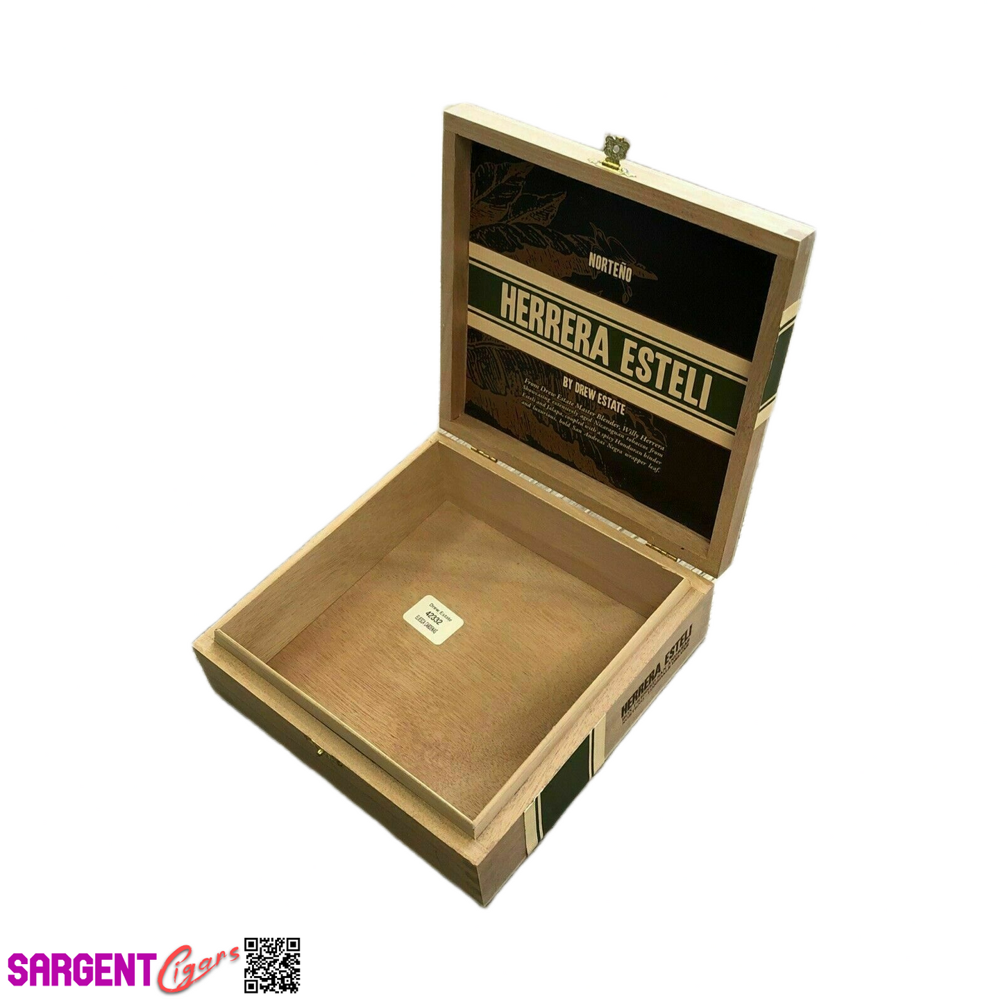 Herrera Esteli Norteno Lonsdale Empty Wooden Cigar Box 7.5x8x2.5