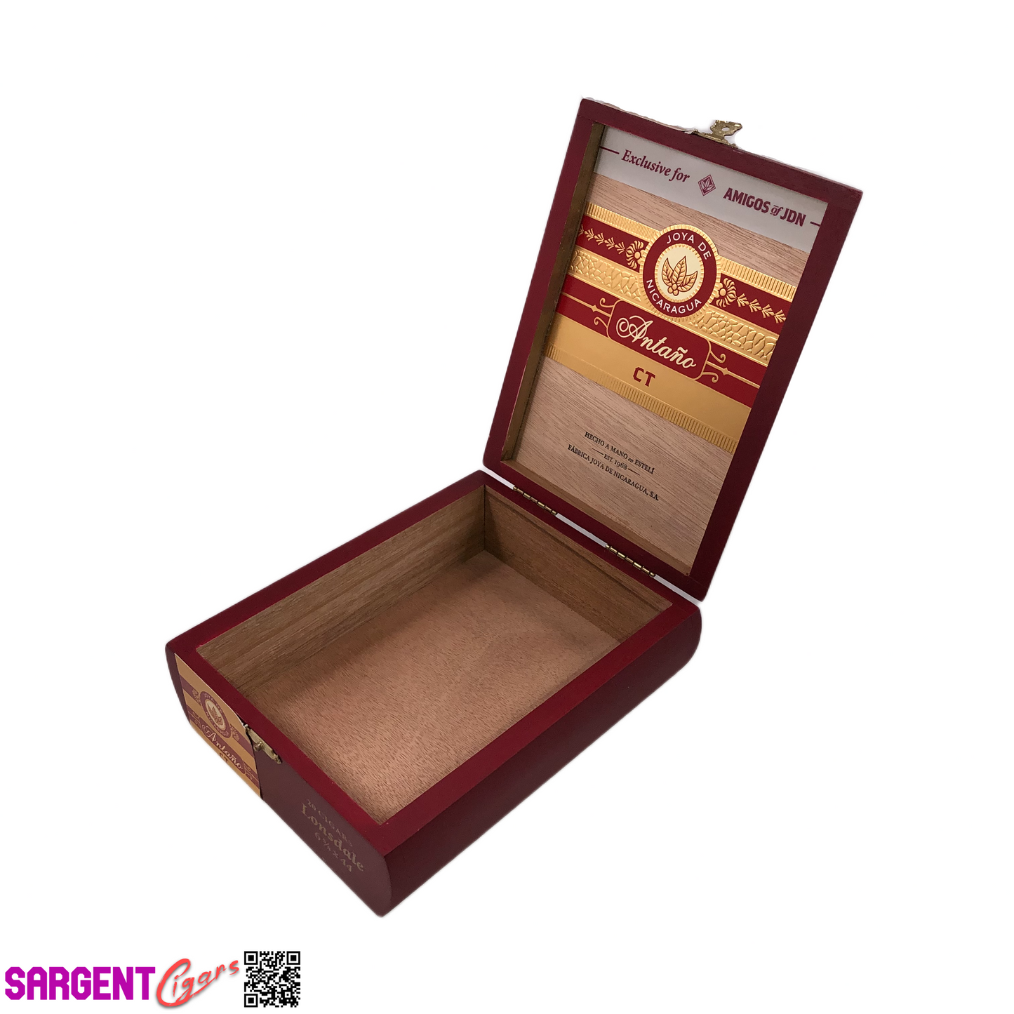 Joya De Nicaragua Antano Connecticut Lonsdale Empty Wooden Cigar Box 6x7.5x2.25