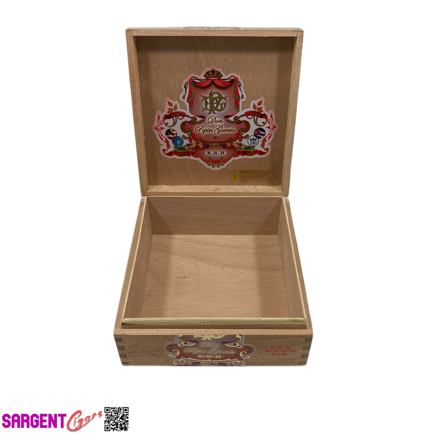 Don Pepin Garcia ERH Toro Empty Wooden Cigar Box 6.5x7x3