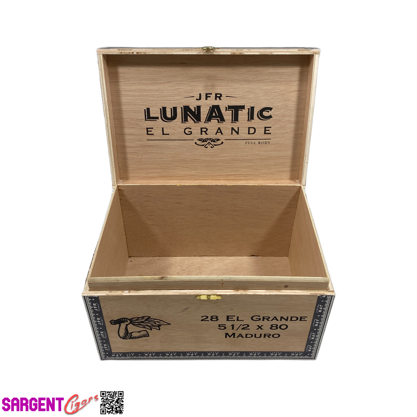 JFR Lunatic El Grande Empty Wooden Cigar Box 9.5x6.5x5.25