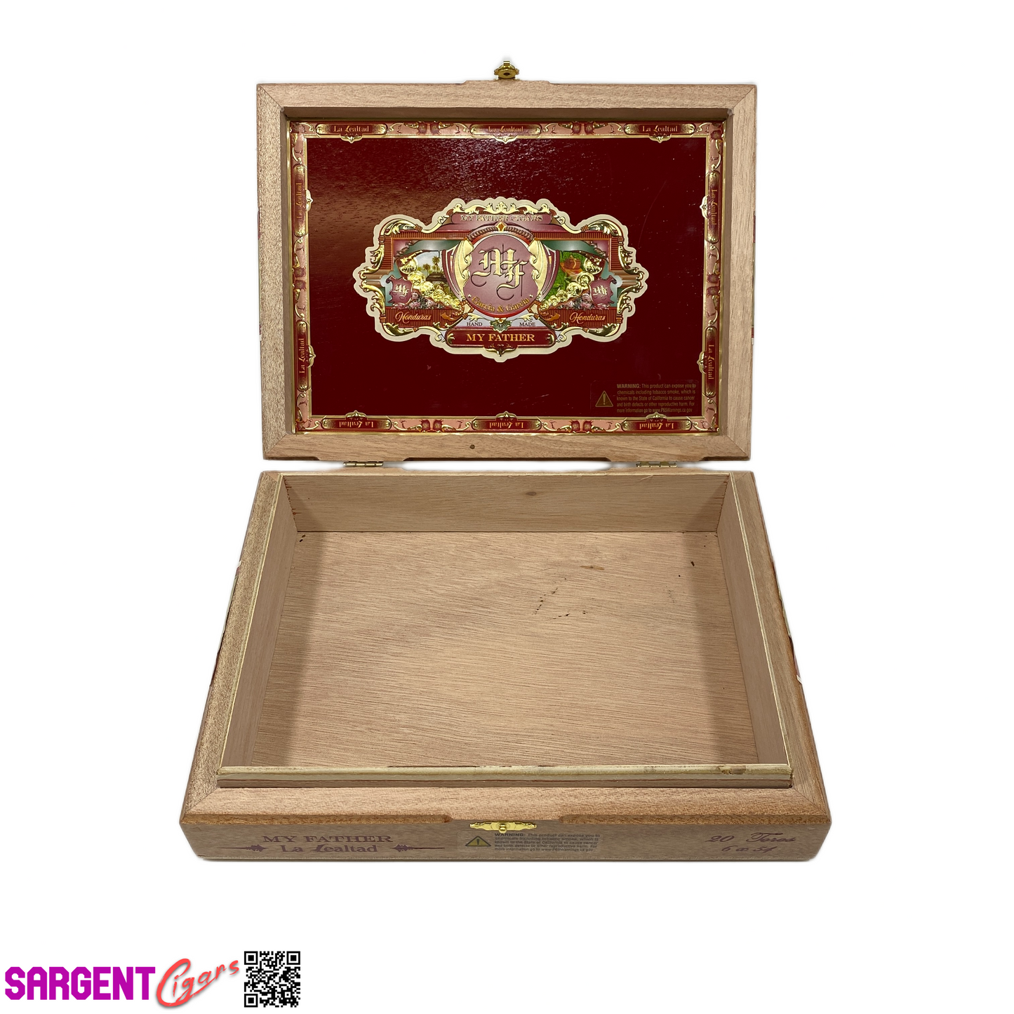 My Father Cigars La Lealtad Toro Empty Wooden Cigar Box 10x7.5x2.5